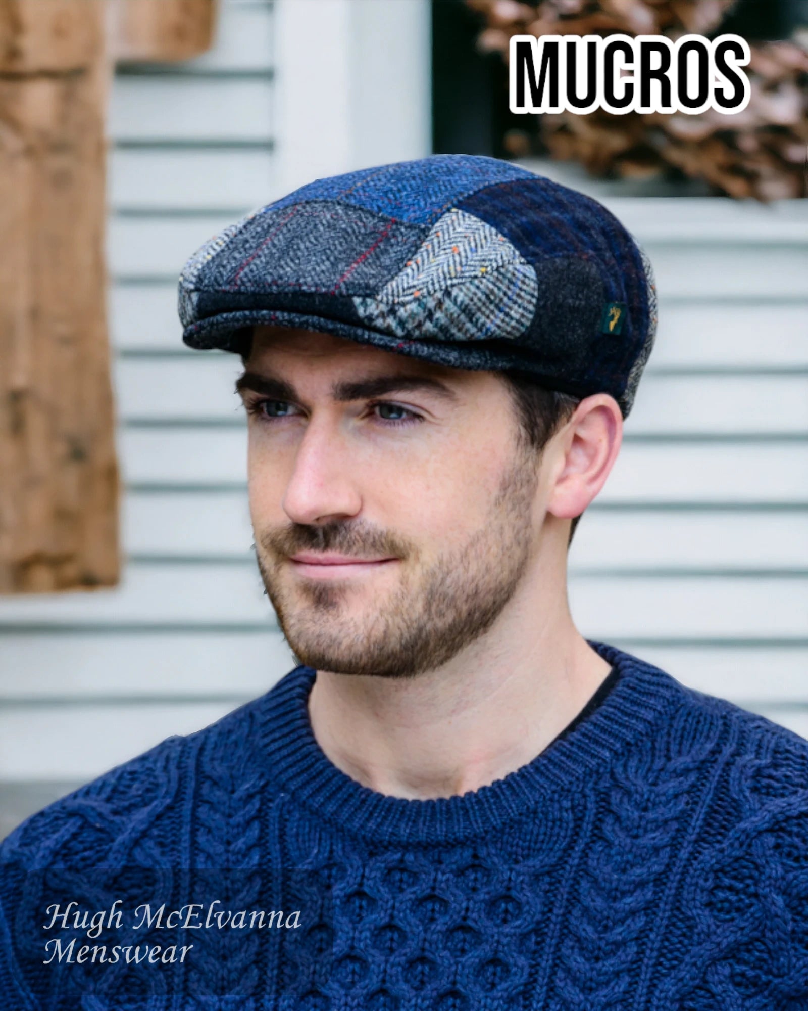 Mucros Irish Patch Tweed Cap - C - Hugh McElvanna Menswear 