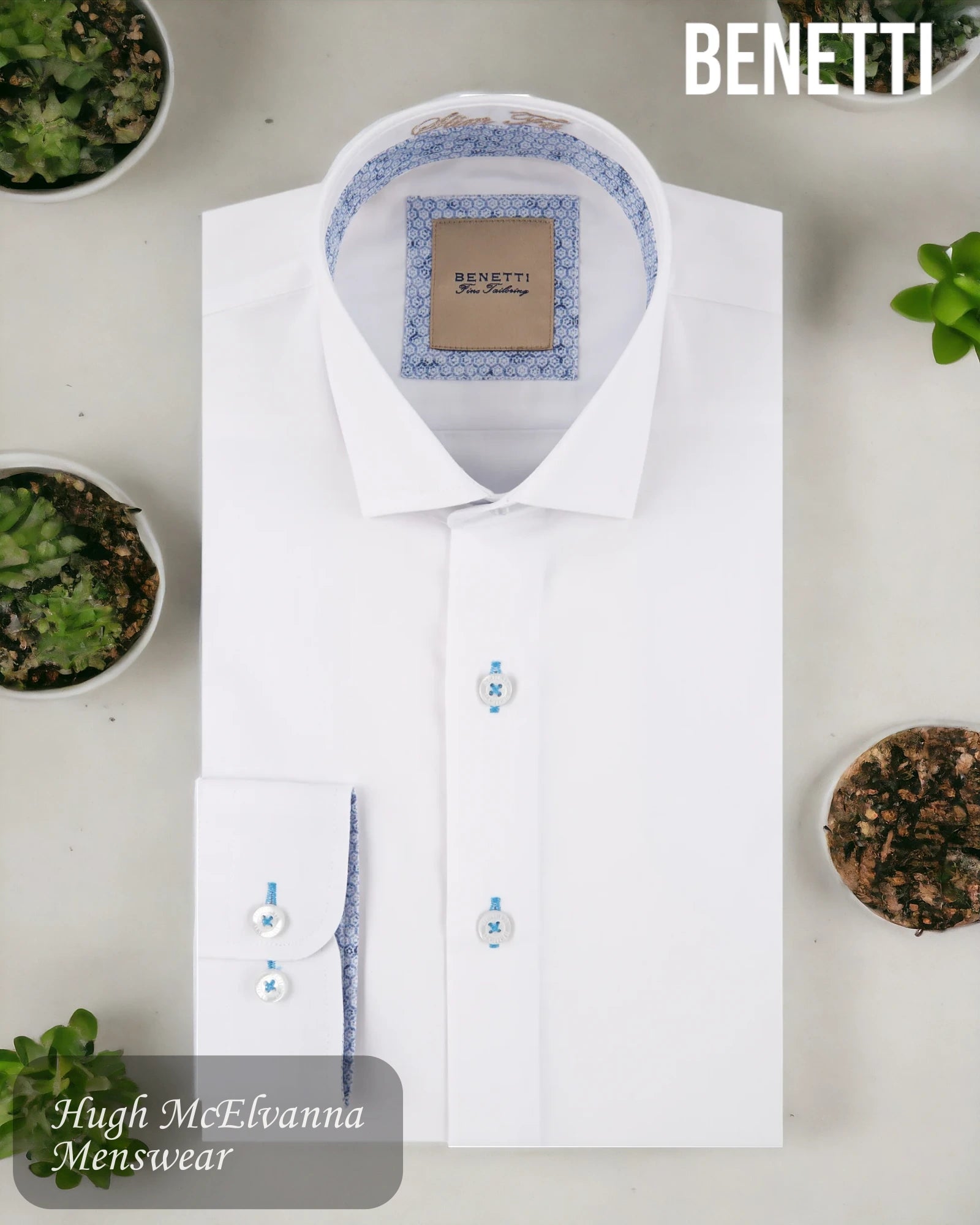 Benetti SLIM FIT White Shirt With Trim - OBJ 