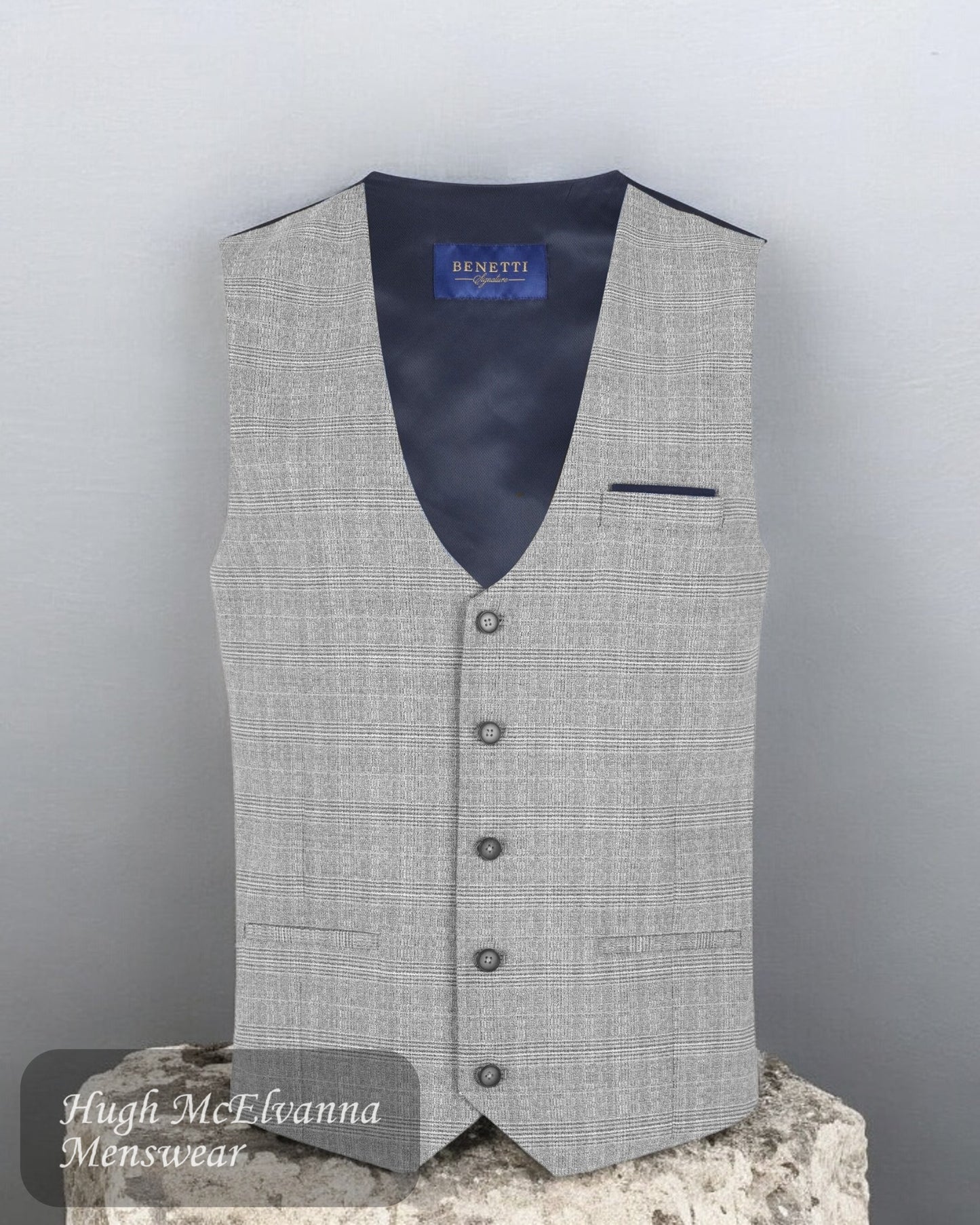 Benetti PHILIP Grey Check Waistcoat