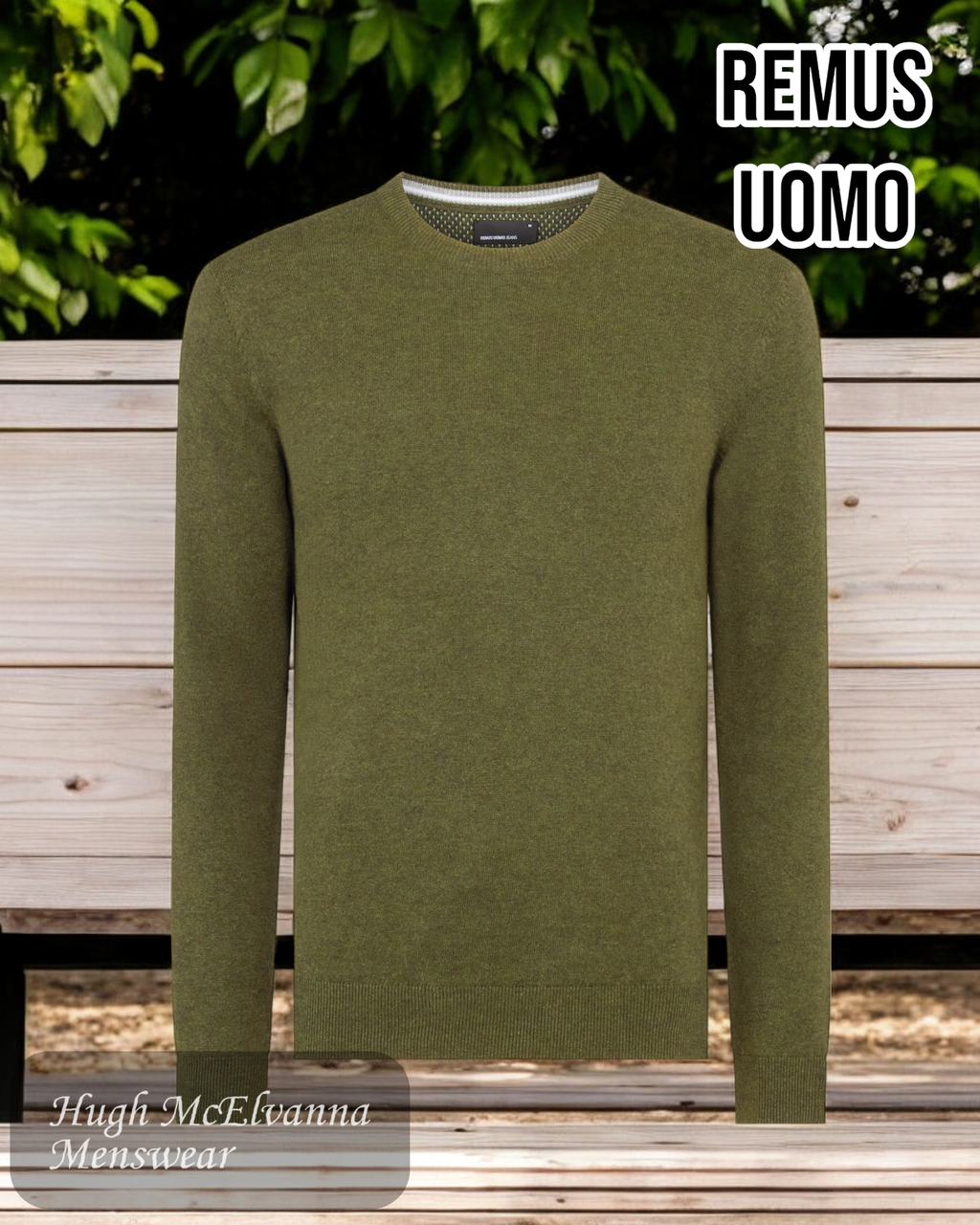 Remus Uomo Khaki Sweater - 58600/36 @ Hugh McElvanna Menswear Keady County Armagh 