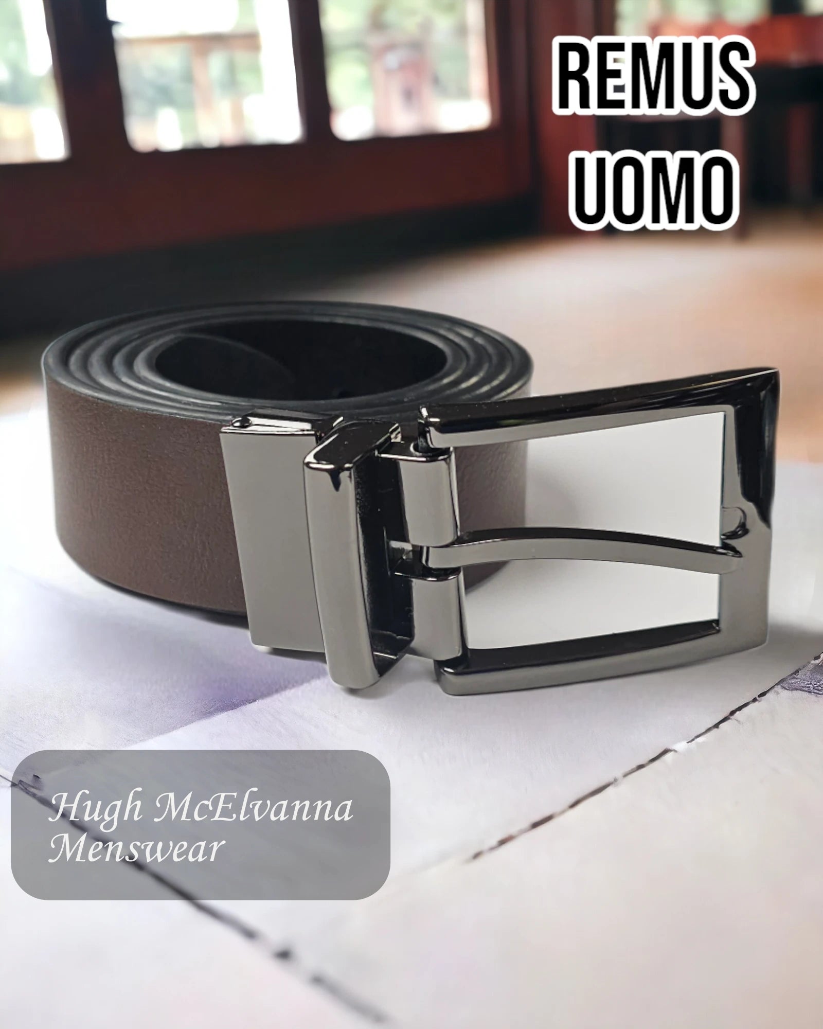 Remus Uomo Dk. Brown Reversible Belt - 70717/48 - Hugh McElvanna Menswear 