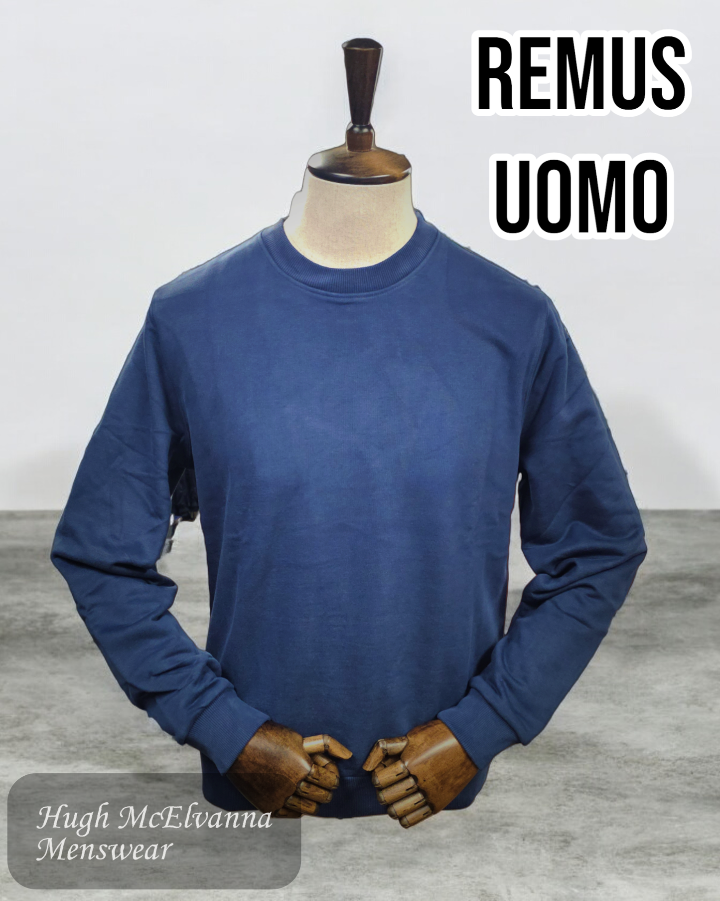 Remus Uomo Dark Blue Crew Neck Sweatshirt