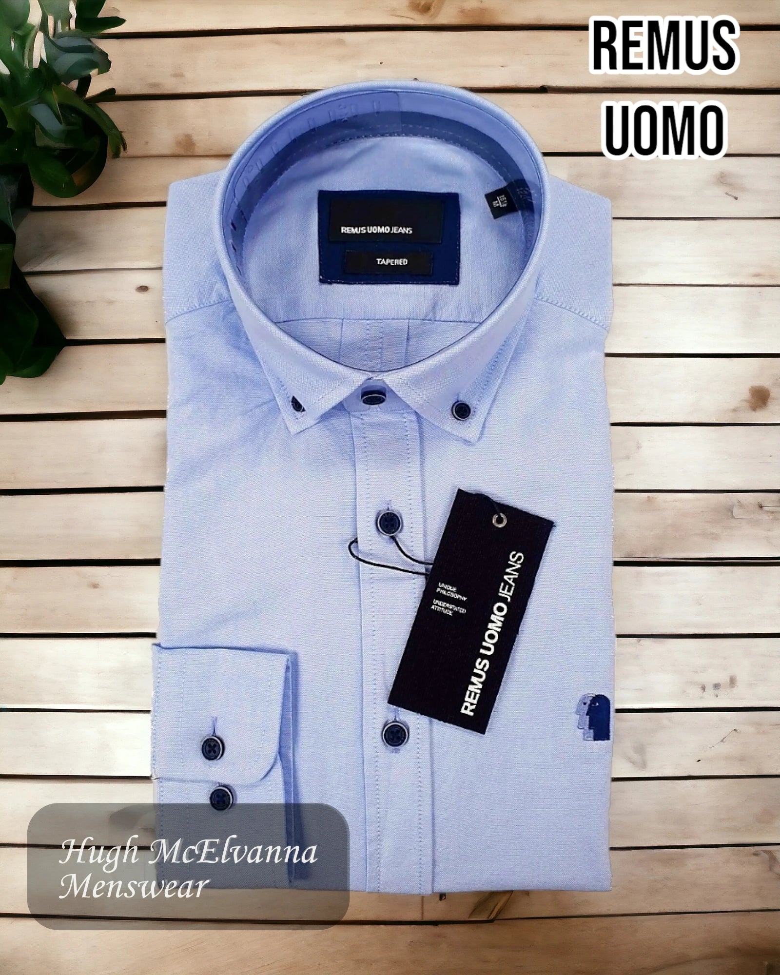 Remus Uomo Blue Shirt - 13600/22 - Hugh McElvanna Menswear 