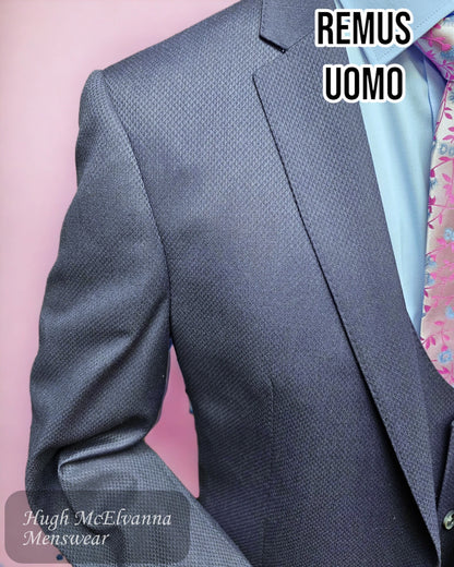 Remus Uomo Navy Suit - 30855-27 fabric detail