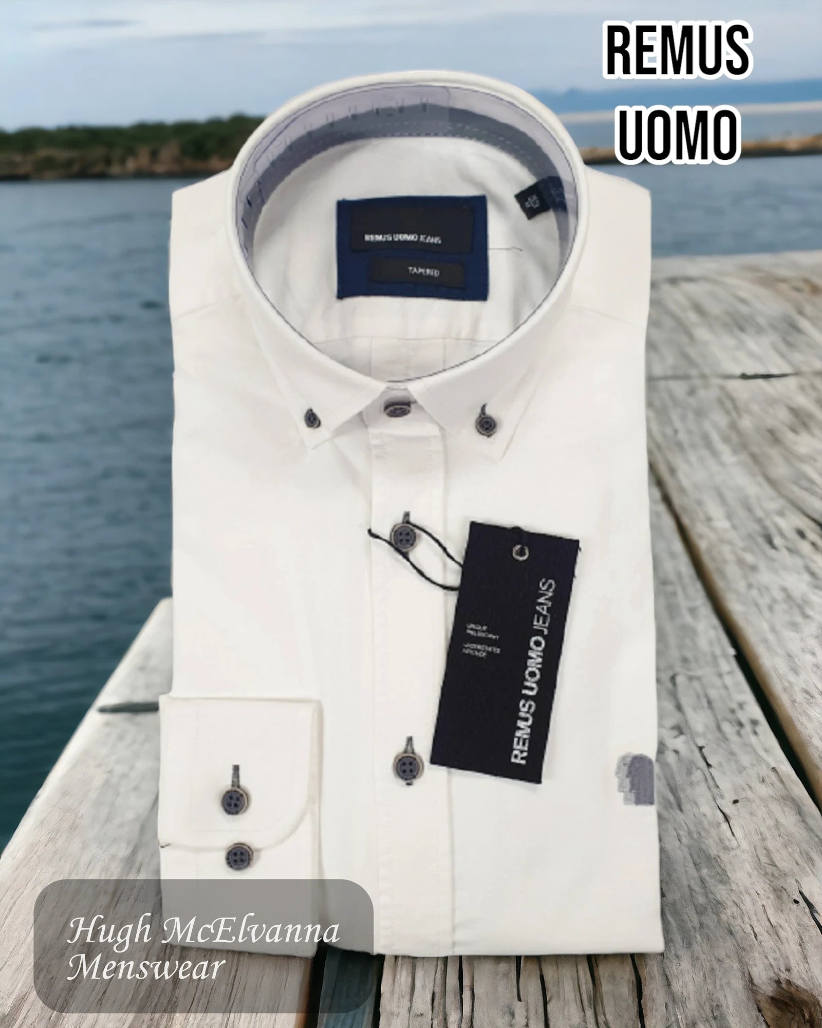 Remus Uomo White Shirt - 13600/01 - Hugh McElvanna Menswear 