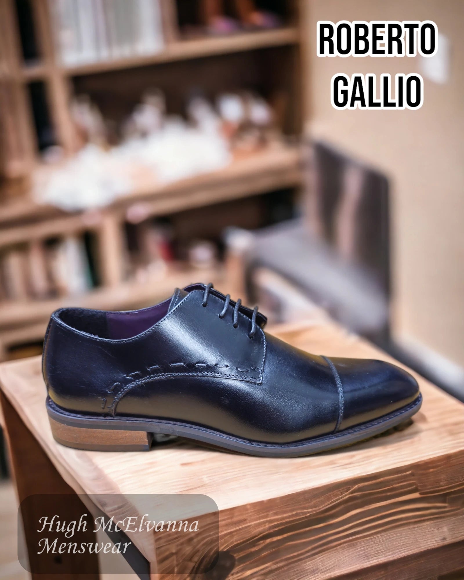 Roberto Gallio BLACK Laced Shoes - TIMOTHY - Hugh McElvanna Menswear 