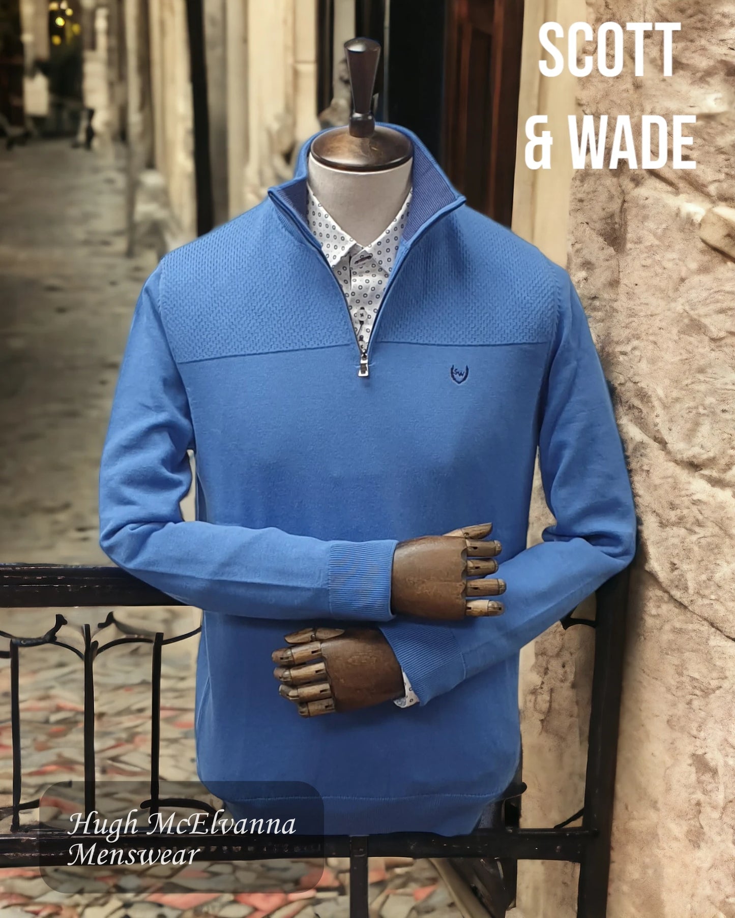 Men's Quarter Zip Scott & Wade 'SIERRA' Azore Cotton Jumper