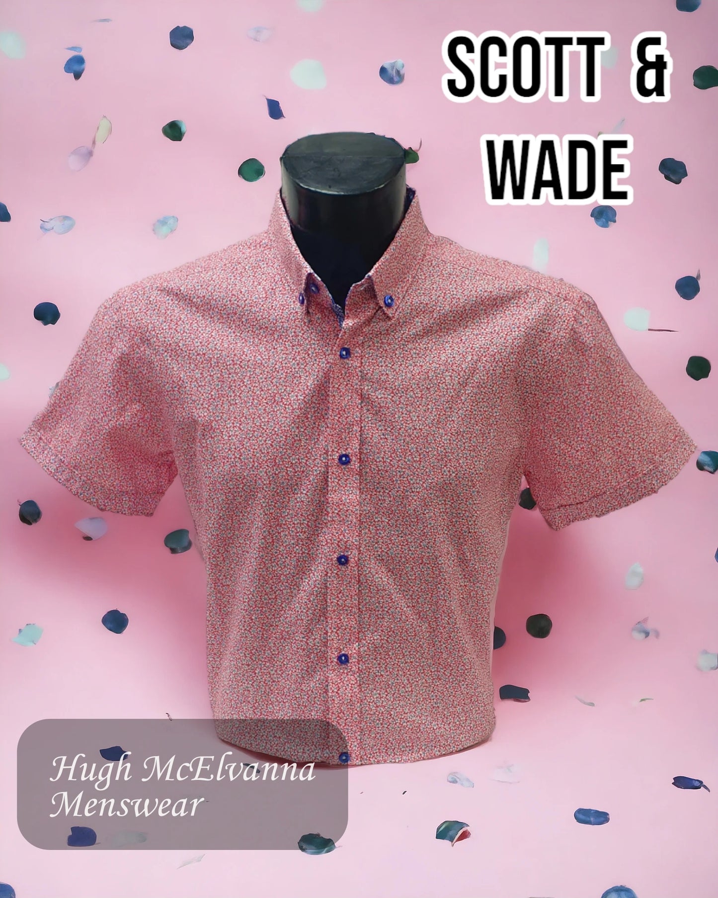 Mens Short Sleeve Red Shirt by Scott & Wade - FREI