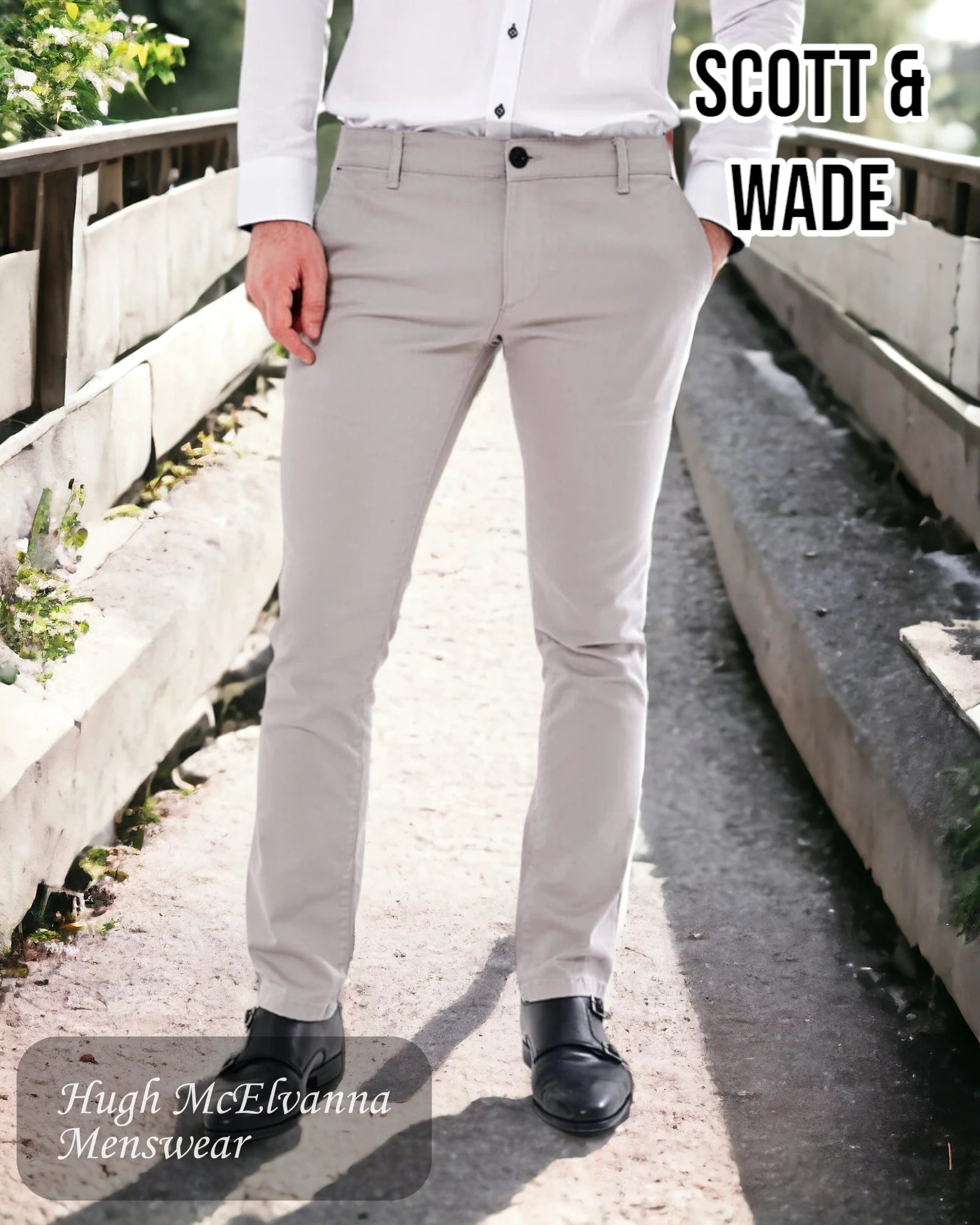 Scott & Wade Grey SPRINT Slim Fit Chino - Hugh McElvanna Menswear 