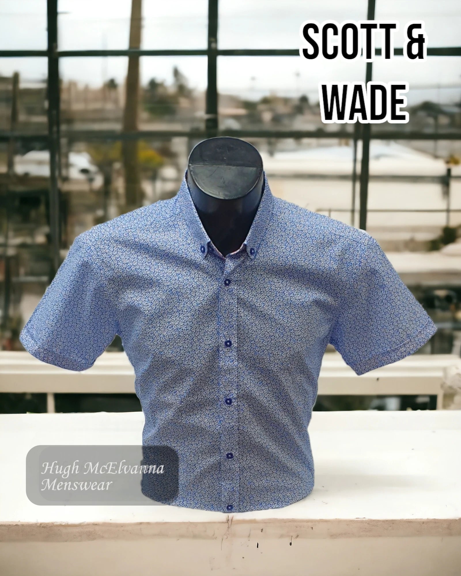 Scott & Wade Blue Short Sleeve Shirt - ADAL - Hugh McElvanna Menswear 