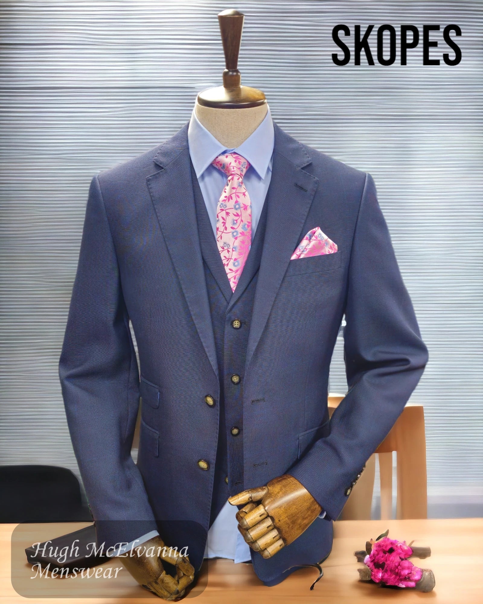 Skopes AINTREE Navy Check Suit - Hugh McElvanna Menswear 