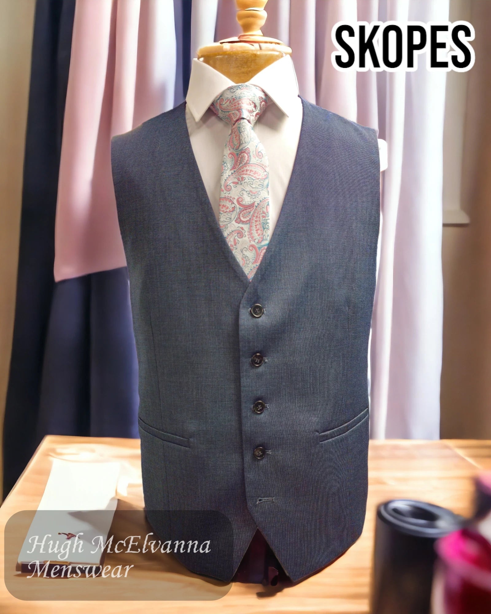 Skopes EDGAR Steel Grey Suit Waistcoat - Hugh McElvanna Menswear 