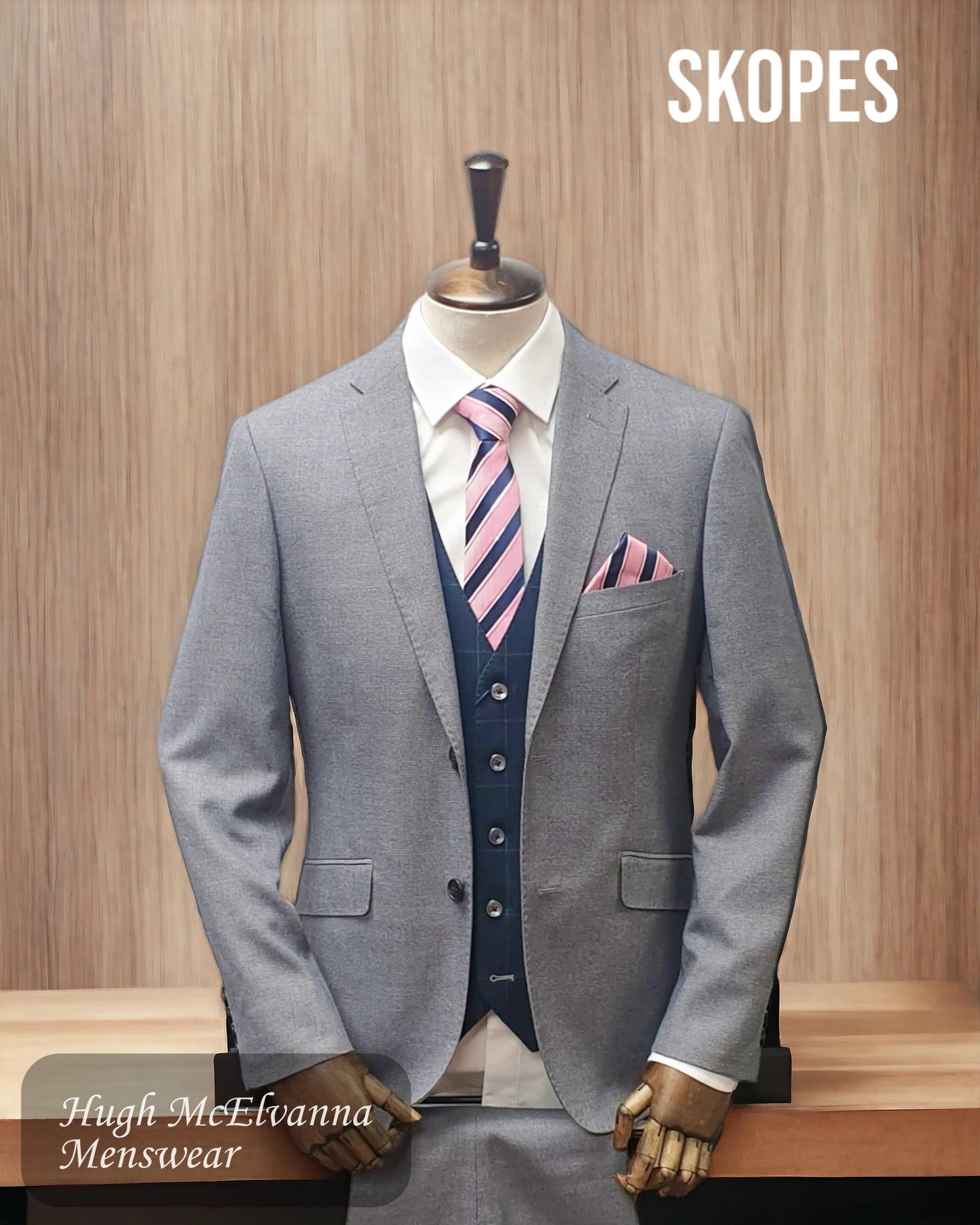 Skopes HARCOURT Slim Fit Silver Textured 2Pc. Suit Style: MM3393 - Hugh McElvanna Menswear 