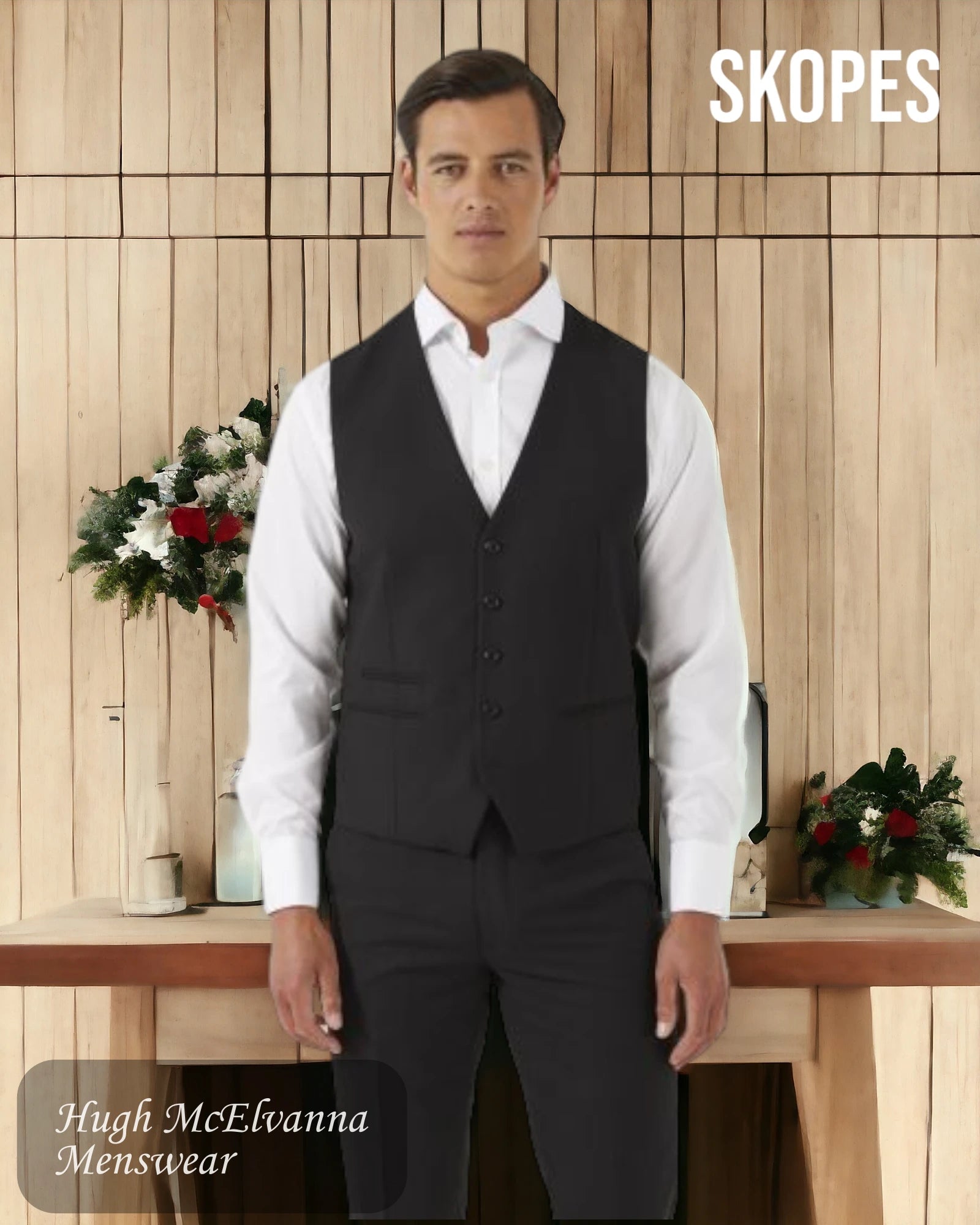 Men's Skopes MADRID Black Waistcoat Style: MM1250 - Hugh McElvanna Menswear 