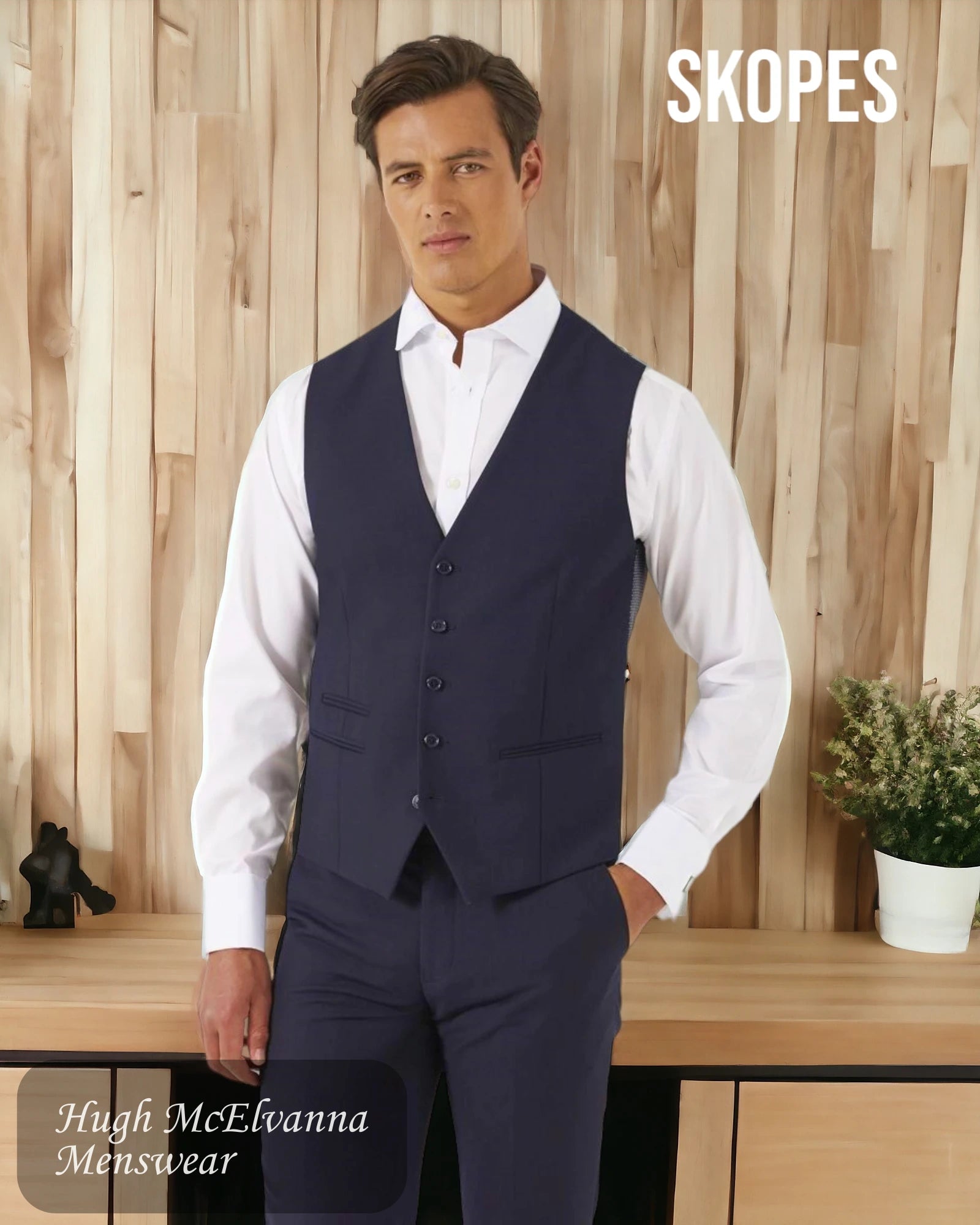 Men's Skopes MADRID Navy Waistcoat Style: MM1253 - Hugh McElvanna Menswear 