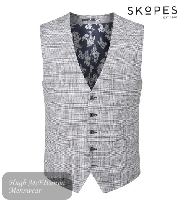 Skopes ANELLO Grey Check Waistcoat. Part of our latest wedding range, this waistcoat is designed to enhance a plain suit