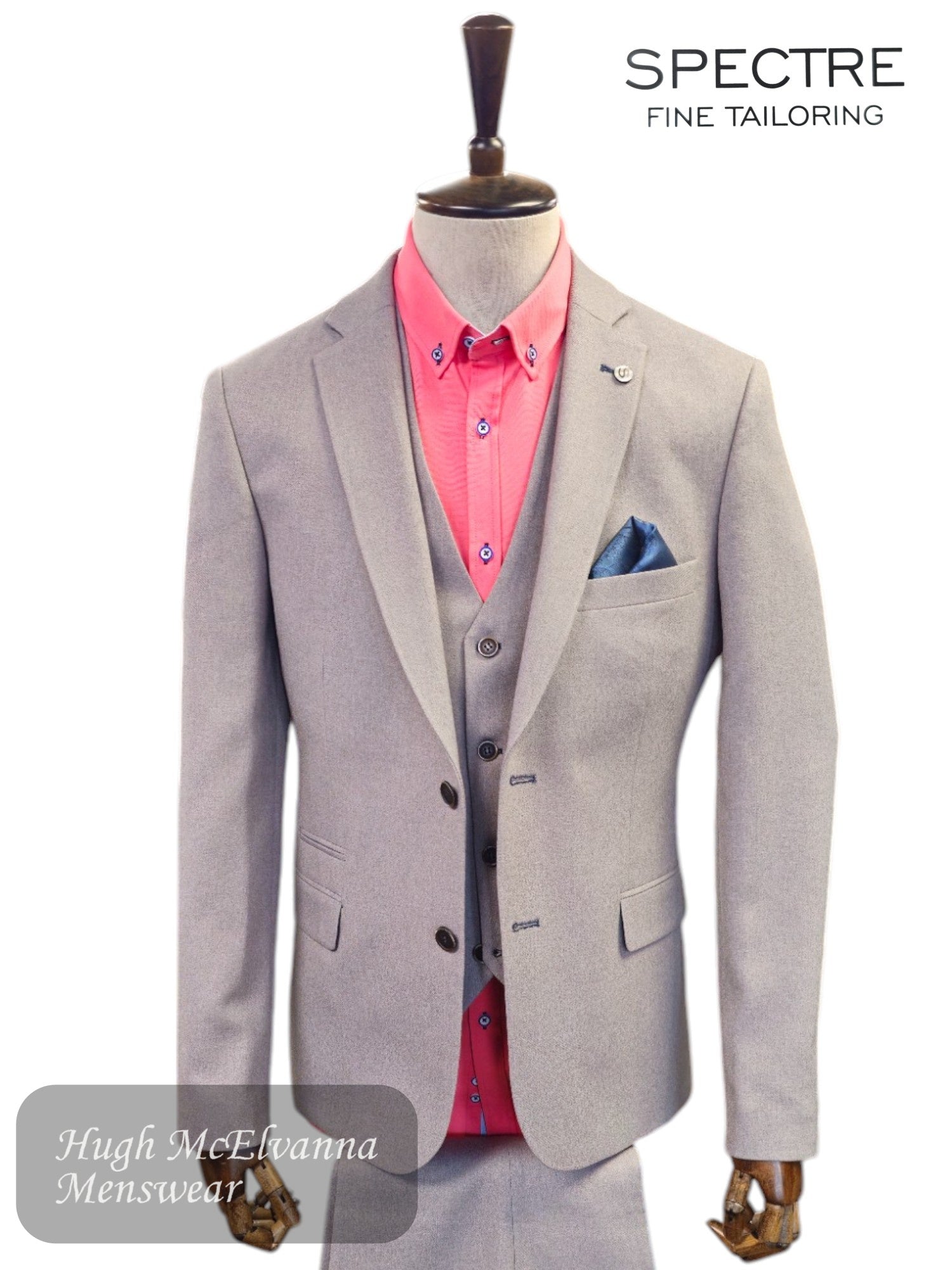 Spectre BRANSON Grey 3-Piece Suit, designed for the modern gentleman who values sophistication and style.