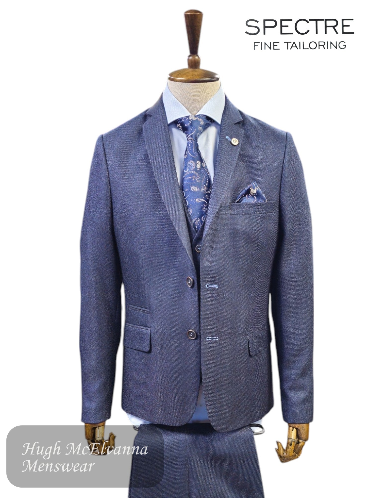 Spectre WATSON 3-Piece Suit – Tailored Fit, Elegant Design, Easy-Care Fabric - Hugh McElvanna Menswear 