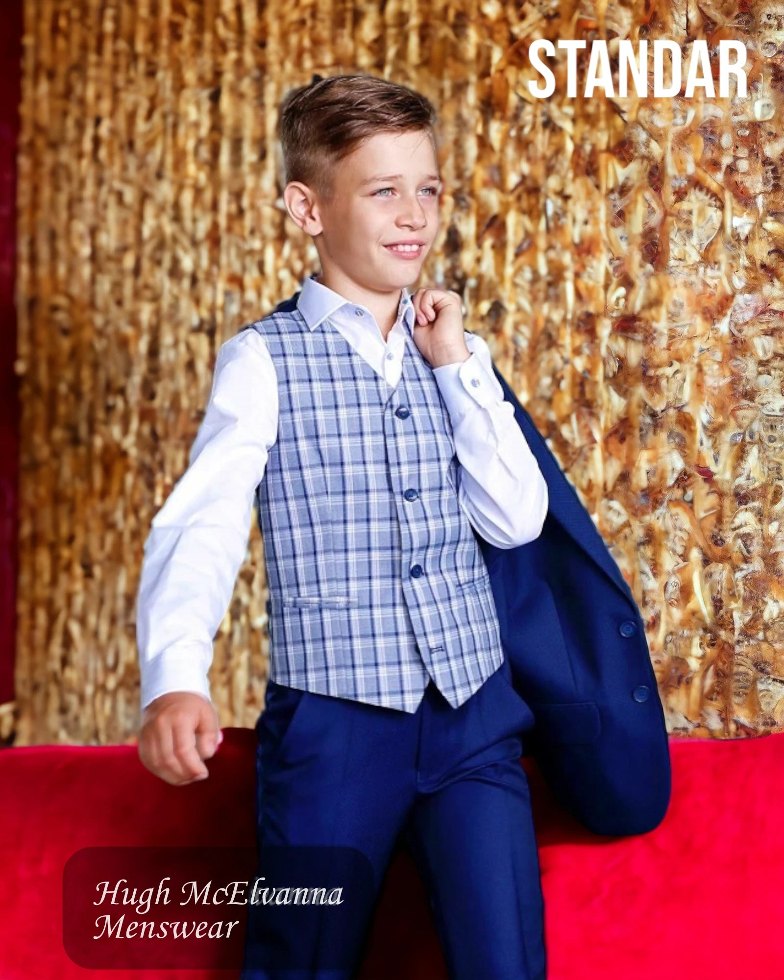 Stan-Dar Boys Navy Fashion 3Pc Suit Style: ENZO - Hugh McElvanna Menswear 