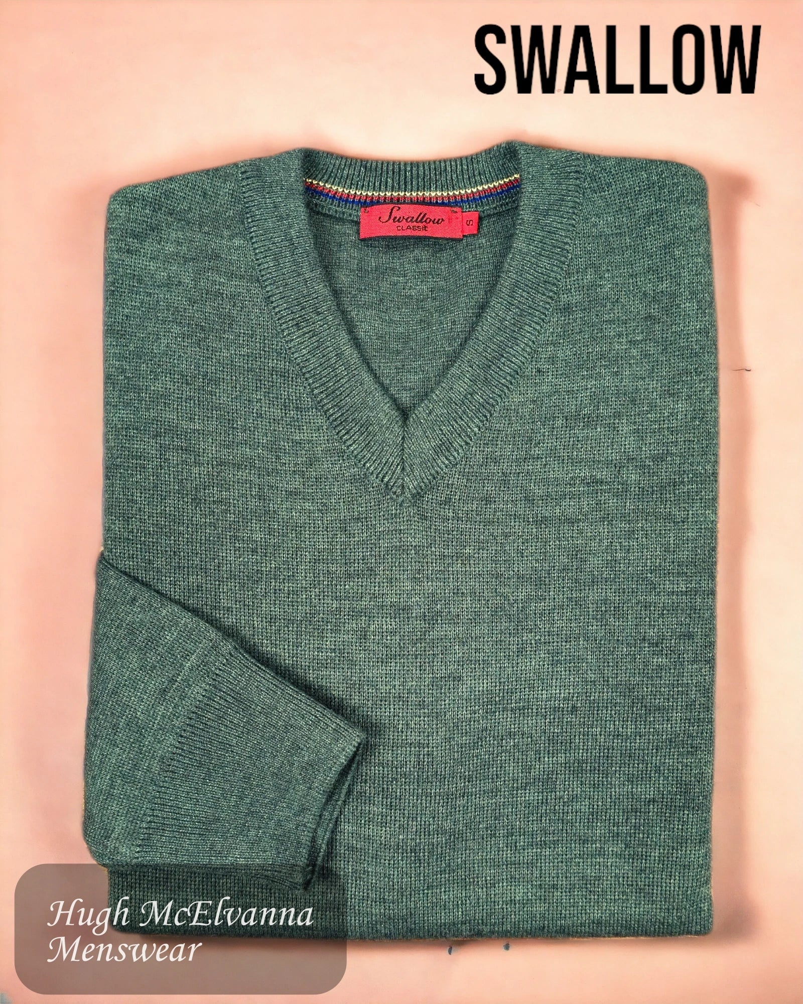 Swallow AQUA 10GG V-Neck Pullover - Hugh McElvanna Menswear 