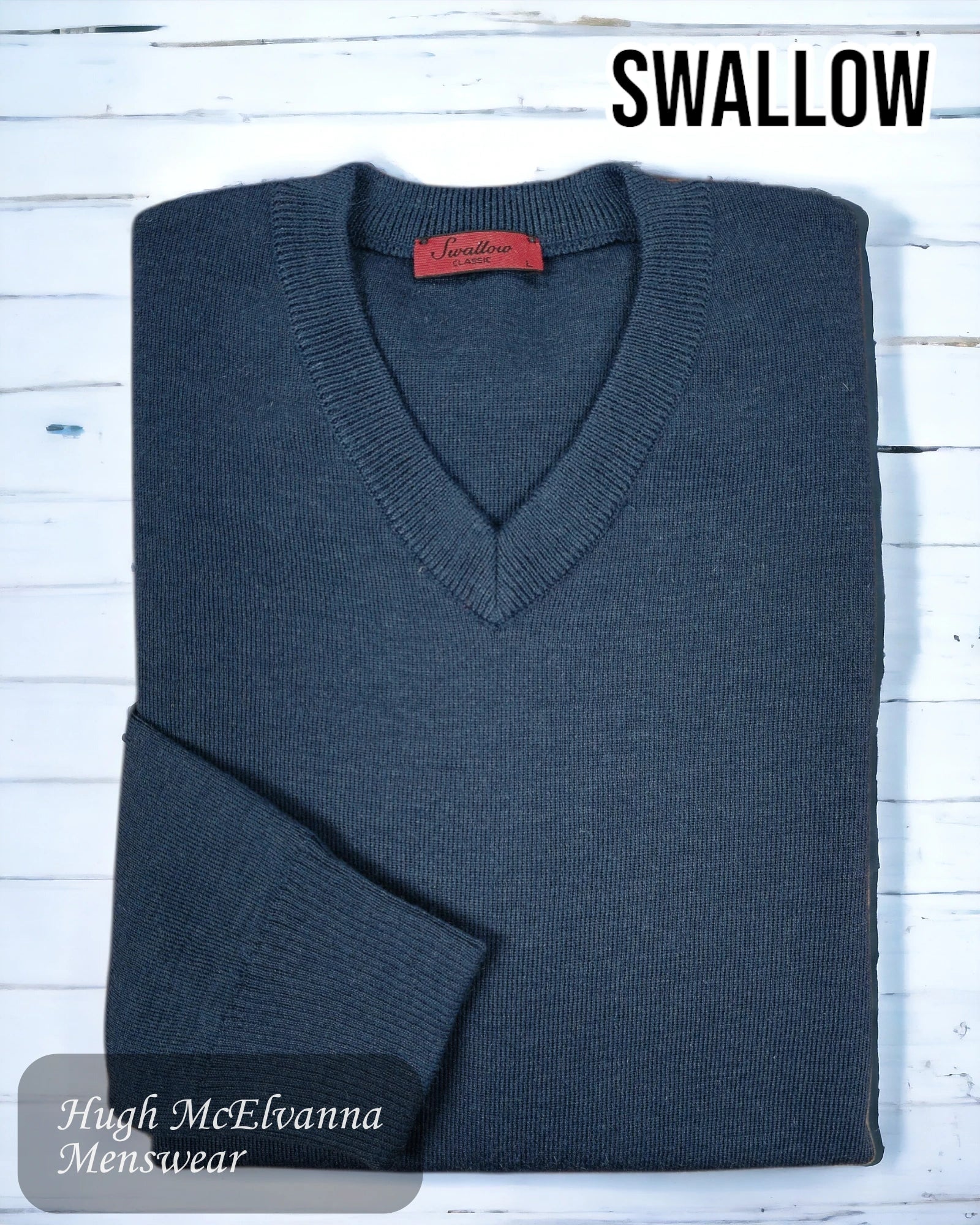 Swallow INK 10GG V-Neck Pullover - Hugh McElvanna Menswear 