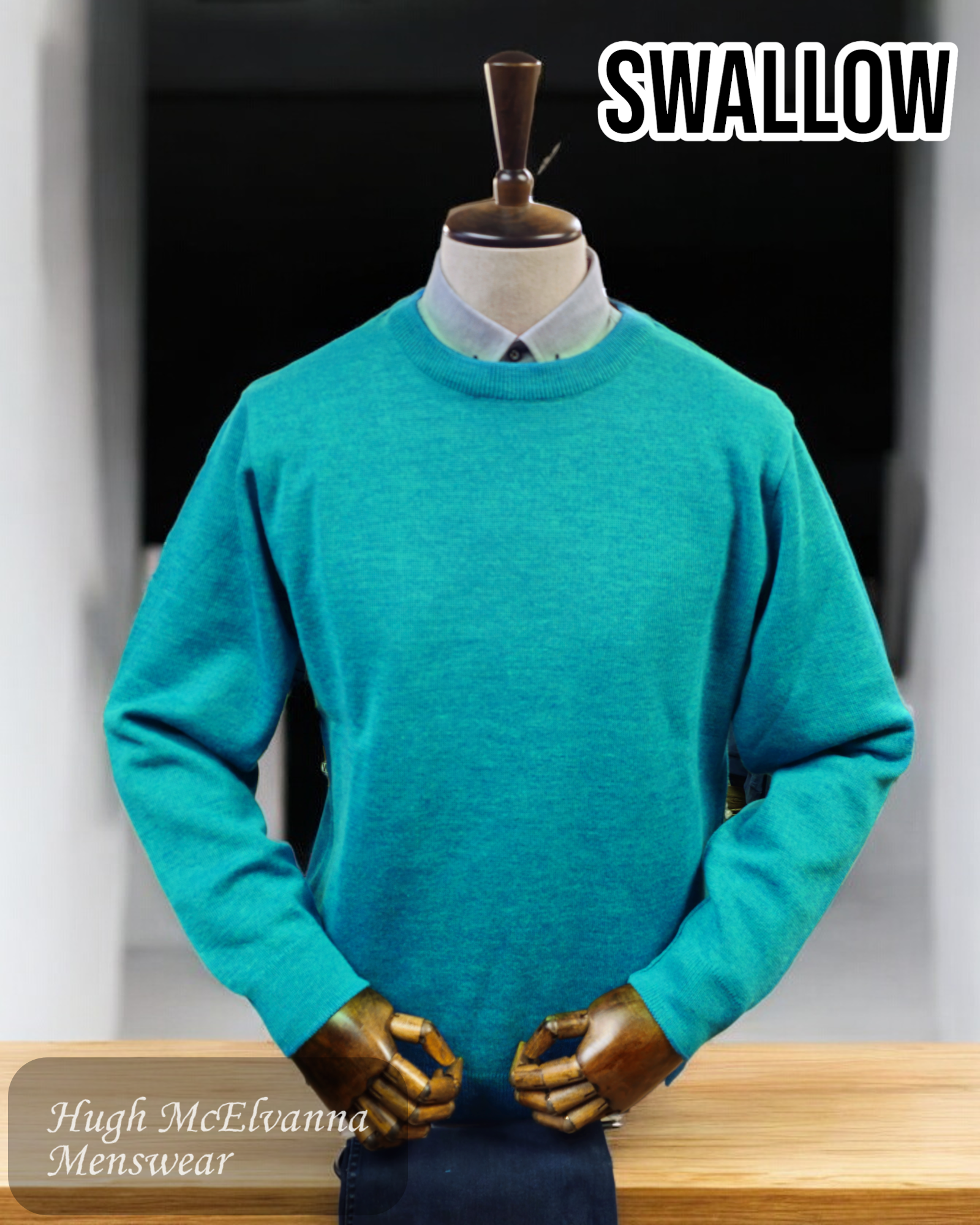 Swallow MUAR Plain Crew Neck Sweater - Hugh McElvanna Menswear 