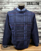 Men's Blue Jumper Round Neck Check Design by Swallow Knitwear