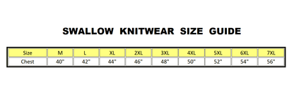 Swallow knitwear size guide