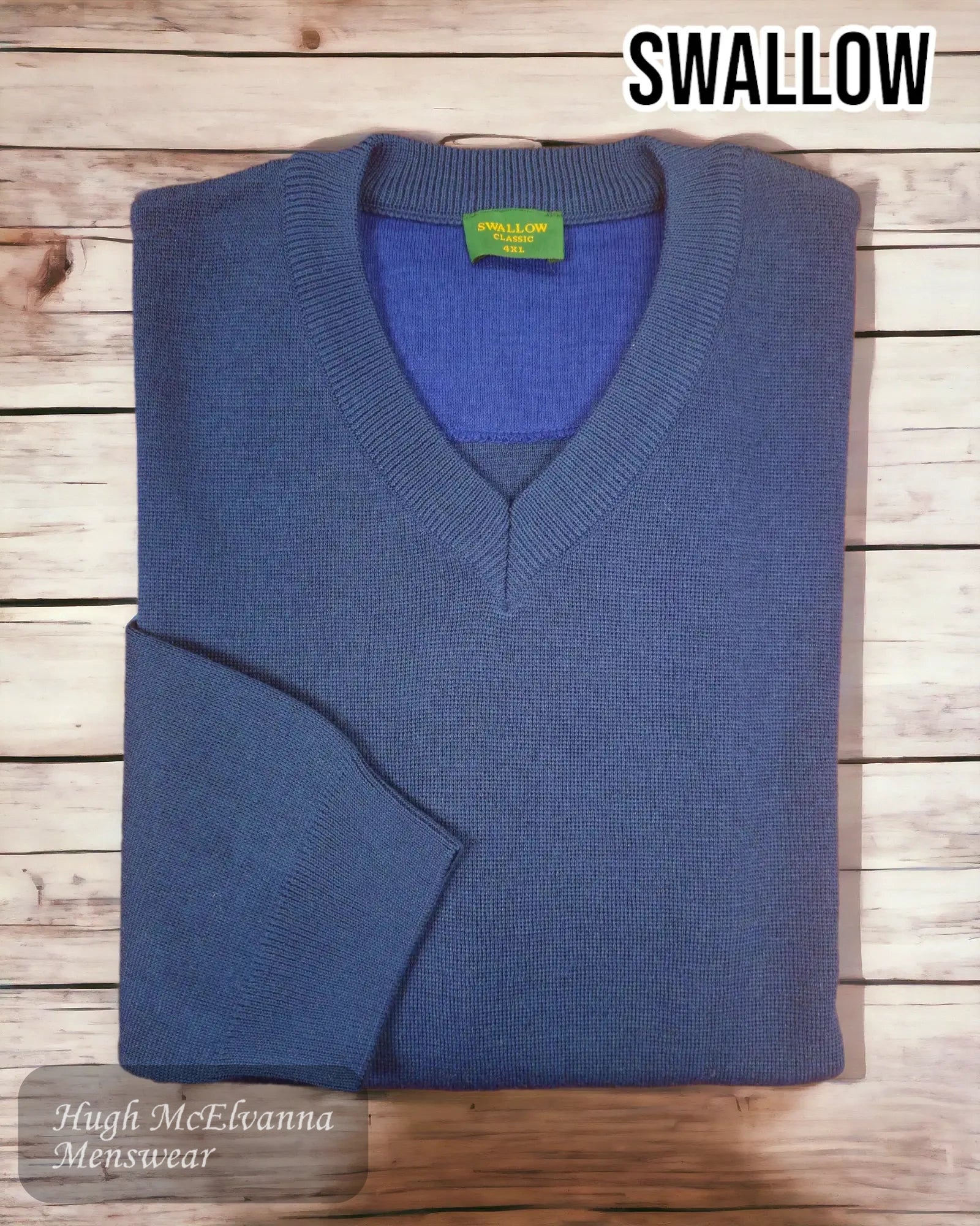 Swallow King Size Blue V-Neck Pullover - Hugh McElvanna Menswear 