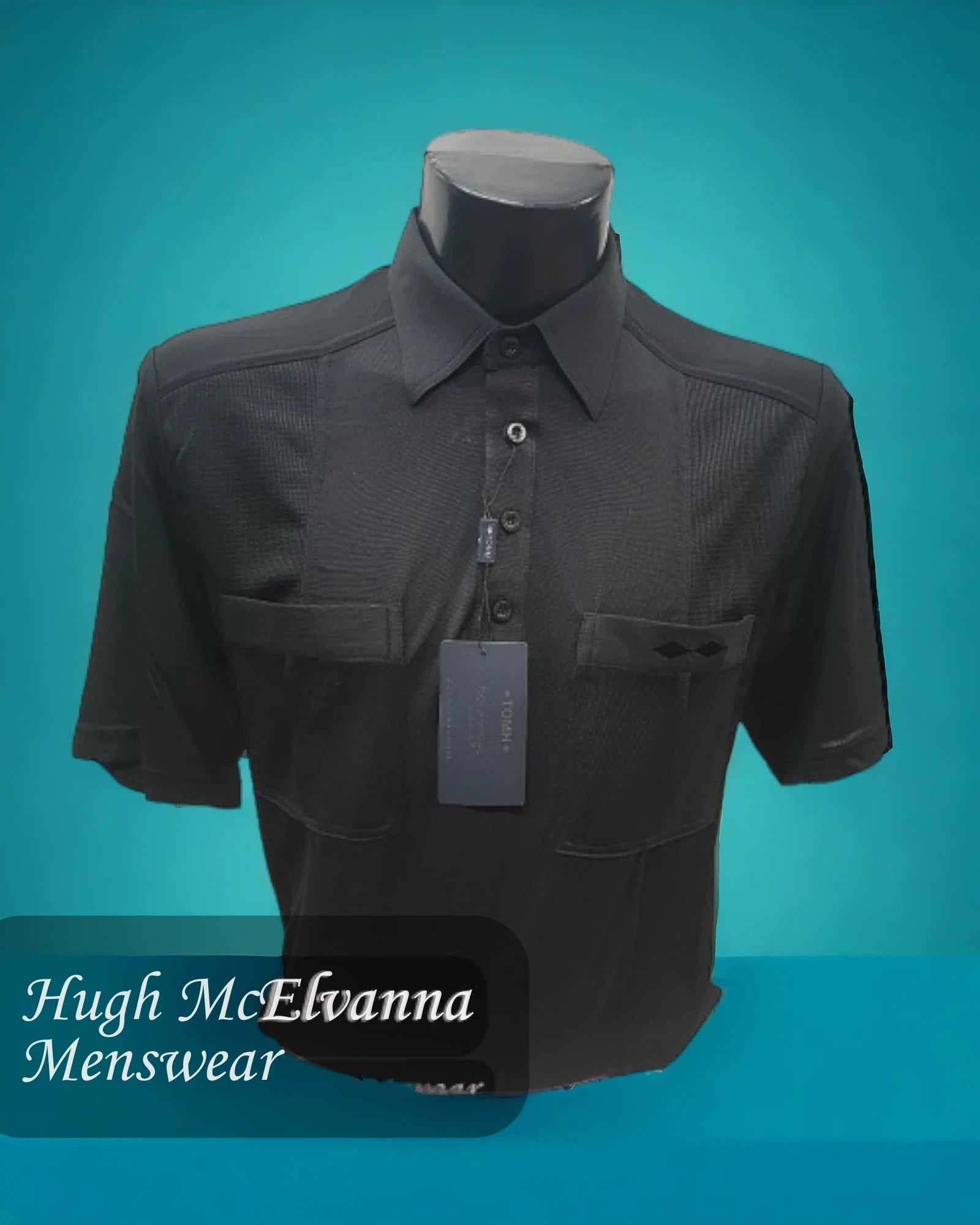 Black Golf Shirt Twin Pockets by Tom Hagan Style: 975 - Hugh McElvanna Menswear 