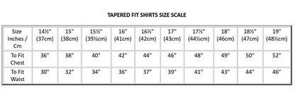 Tapered Fit Shirt Size Guide