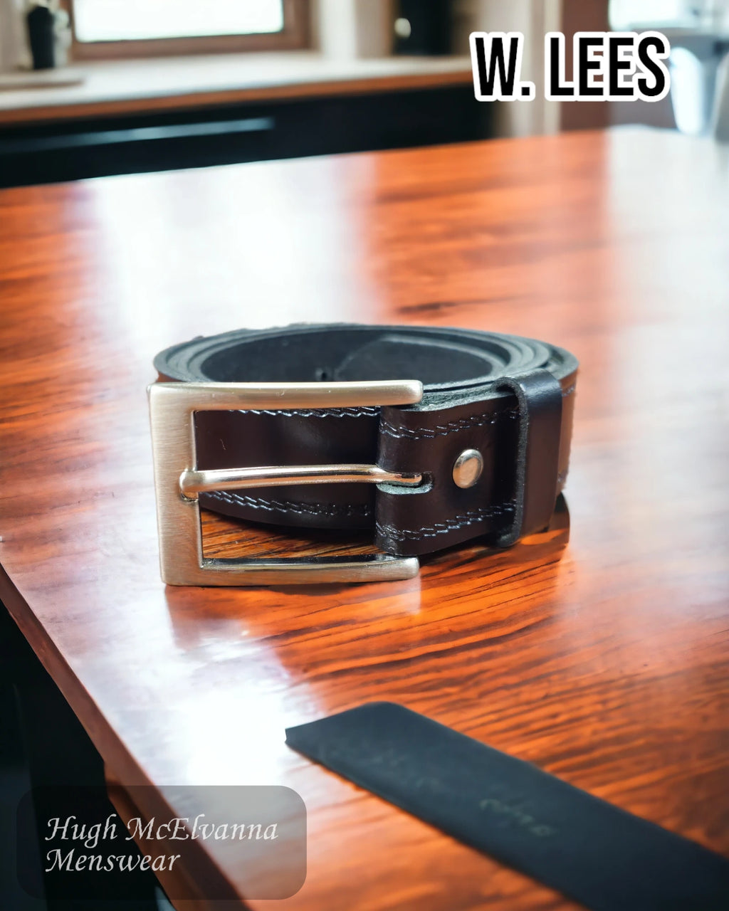 W. Lees Black 30mm Leather Belt