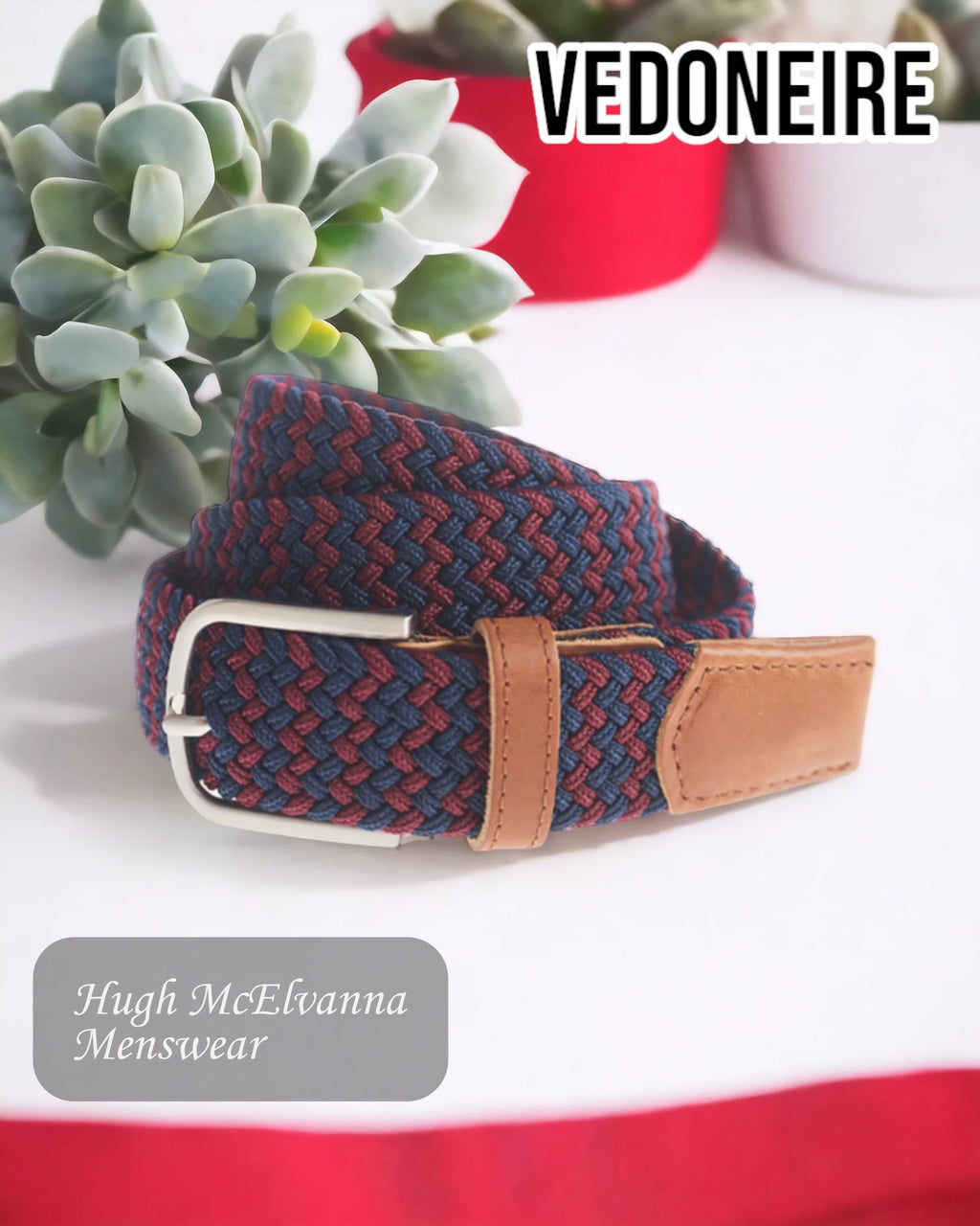 Vedoneire Braided Red Stretch Belt