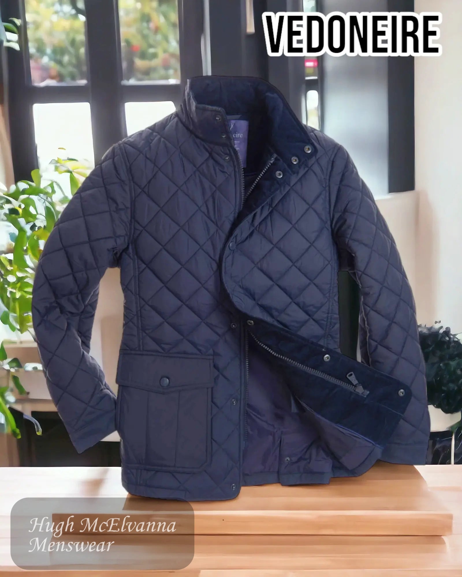 Vedoneire Navy Quilted Jacket - 3186 - Hugh McElvanna Menswear 