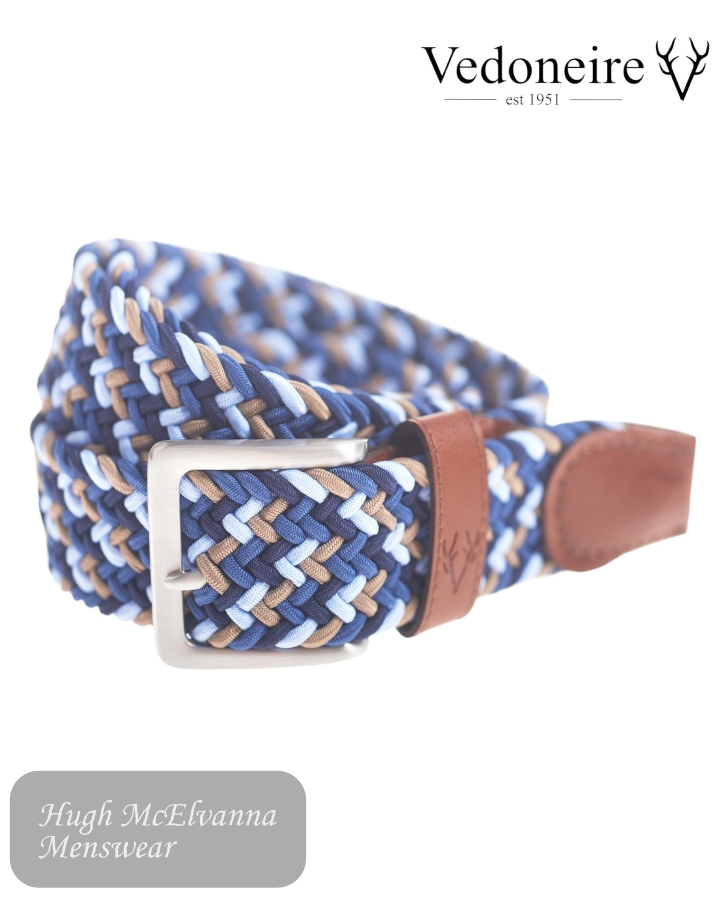 Mens Vedoneire Blues Stretch Belt, Style 9002. This versatile accessory seamlessly blends fashion and function, offering an ideal combination of comfort and trendsetting design.