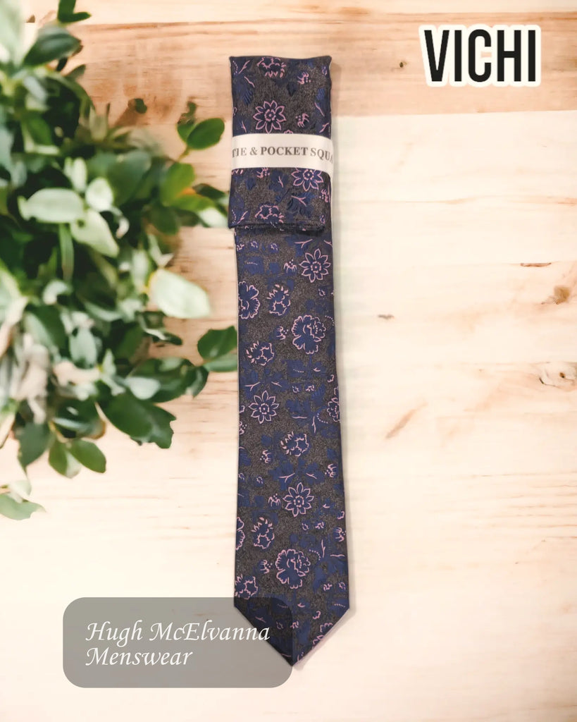 Vichi Tie - Green/Navy/Pink - F82A