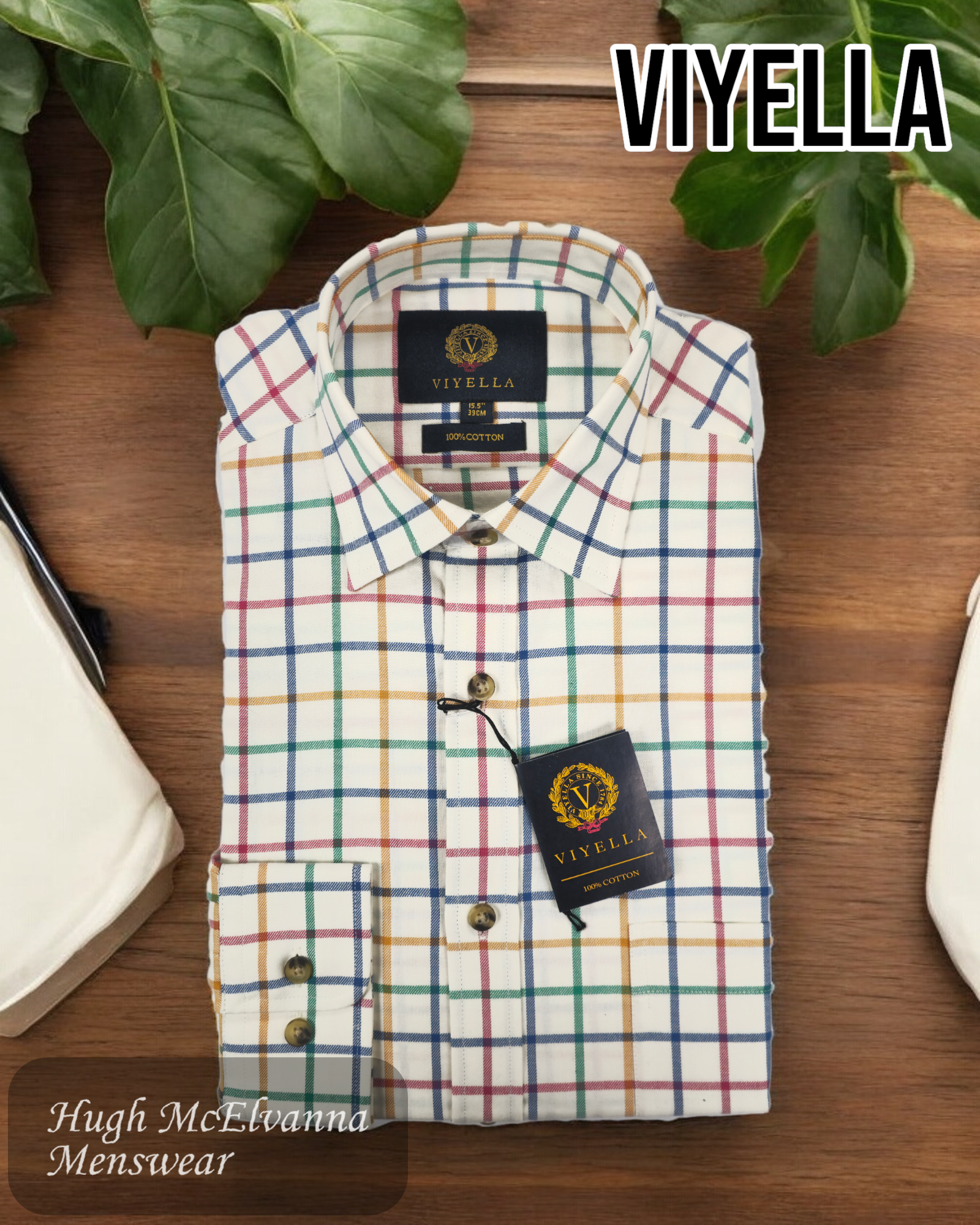 Viyella Cream check shirt - 100% cotton - Hugh McElvanna Menswear 