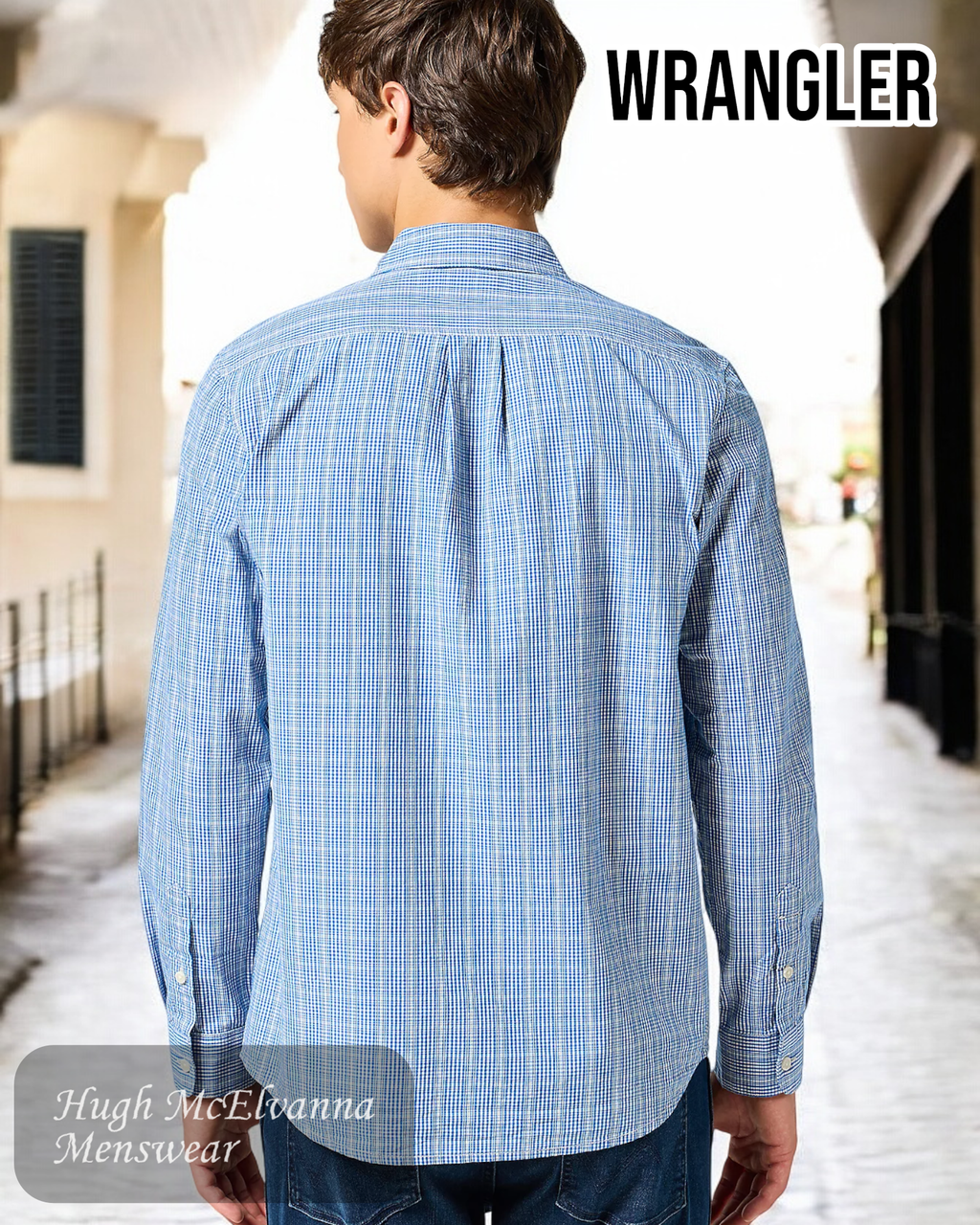 Wrangler Blue Check Shirt – 112357222 back detail