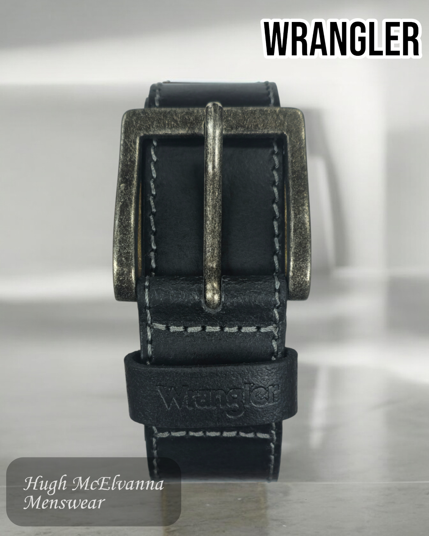 Wrangler Leather Belt - W0081US-Black close up