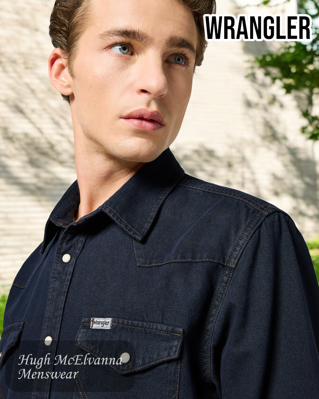 Wrangler MIDNIGHT Denim Shirt - 112357193 front close up