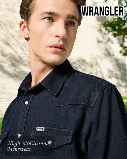 Wrangler MIDNIGHT Denim Shirt - 112357193 front close up