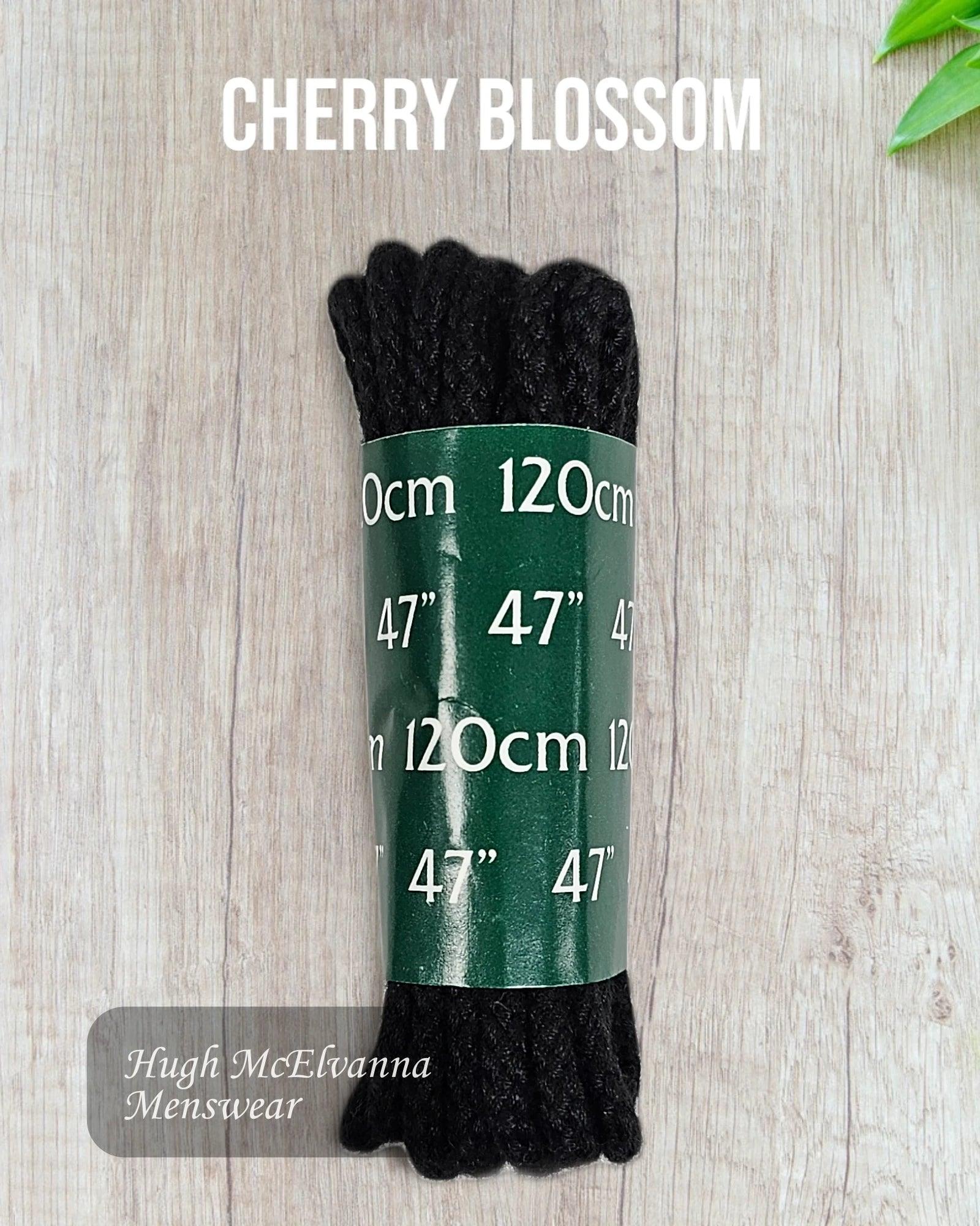 Cherry Blossom Black 120cm Cord Laces - Hugh McElvanna Menswear  - Hugh McElvanna Menswear 