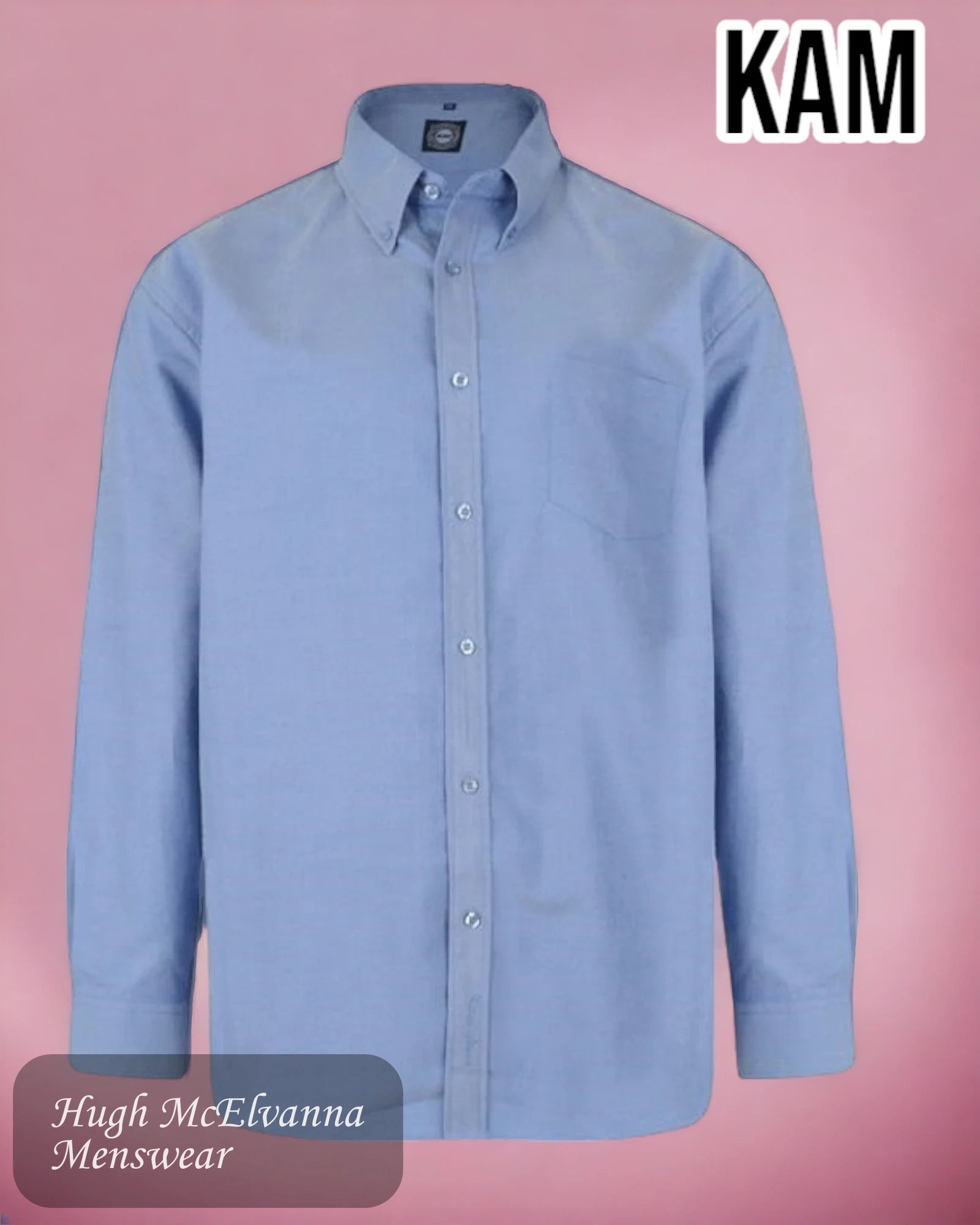 Denim Blue King Size Oxford Shirt - KBS 664A - Hugh McElvanna Menswear 