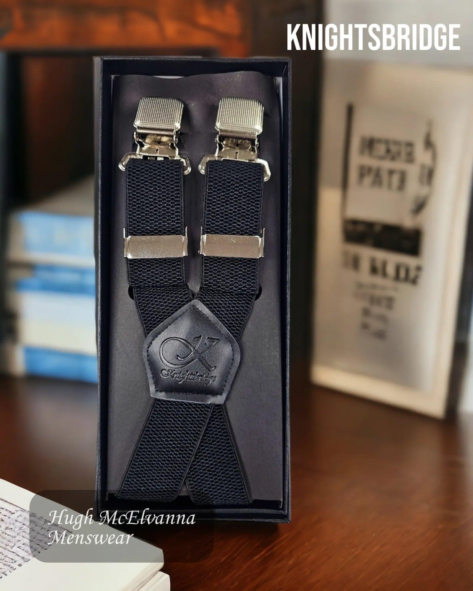 Knightsbridge BLACK Luxury Clip-On Braces - Hugh McElvanna Menswear  - Hugh McElvanna Menswear 