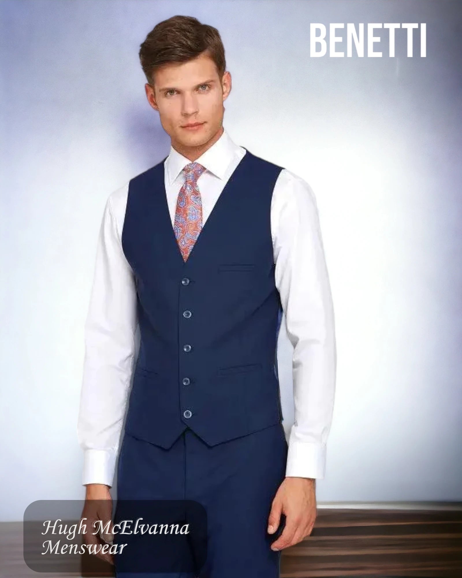 Men's Jonny Navy Waistcoat by Benetti - Hugh McElvanna Menswear 