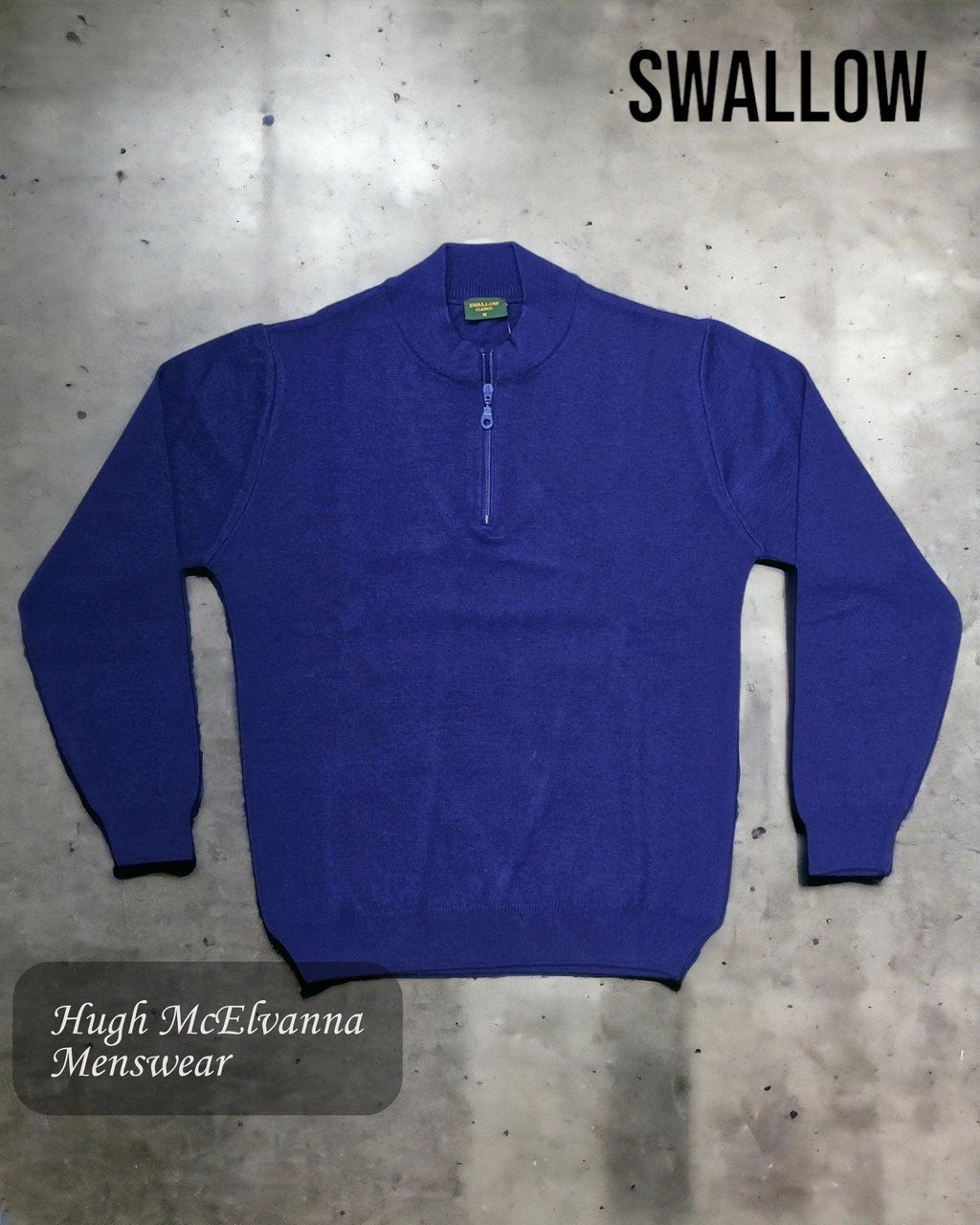 Mens Blue Quarter Zip Jumper - Hugh McElvanna Menswear 