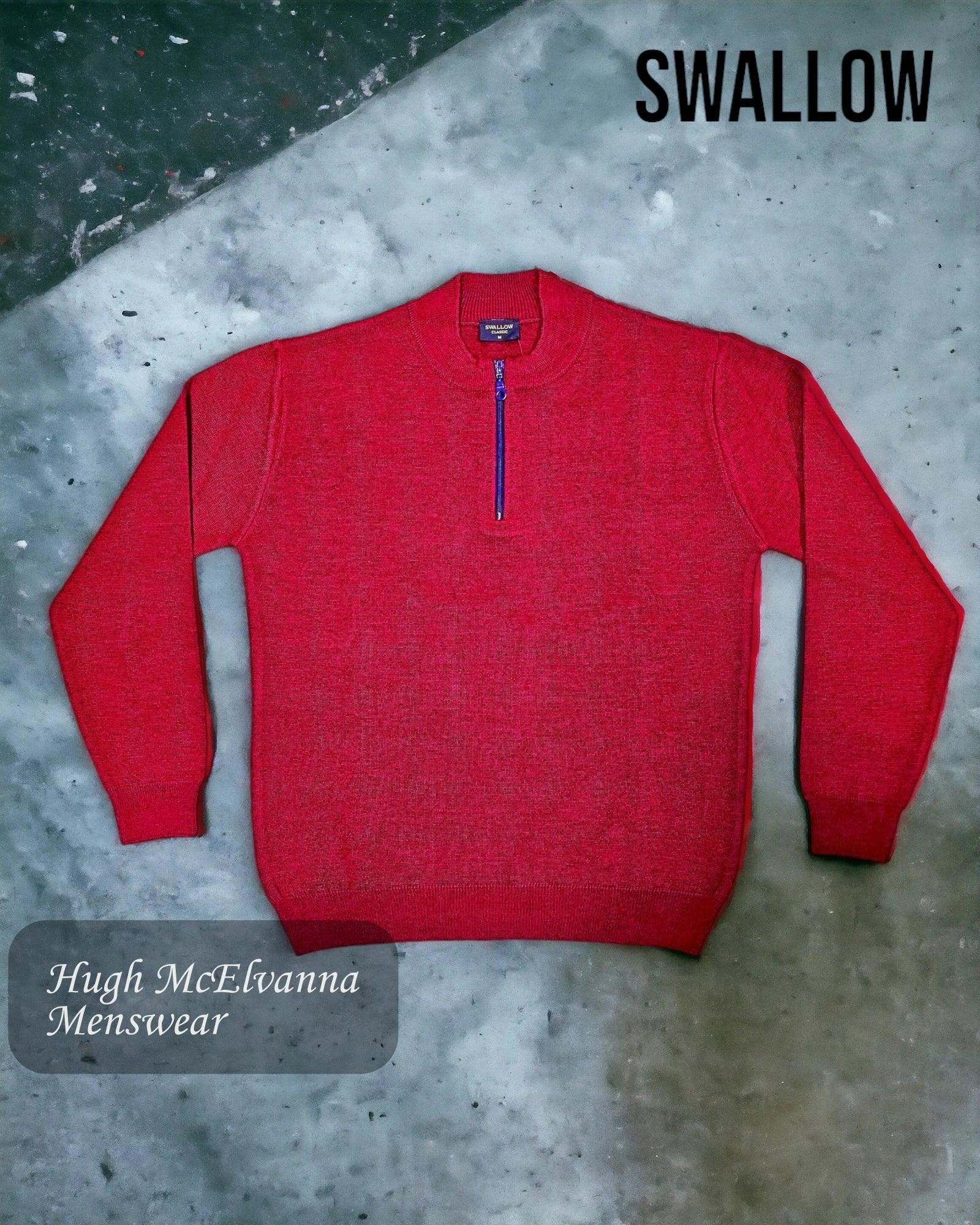 Mens Red Quarter Zip Jumper - Hugh McElvanna Menswear 