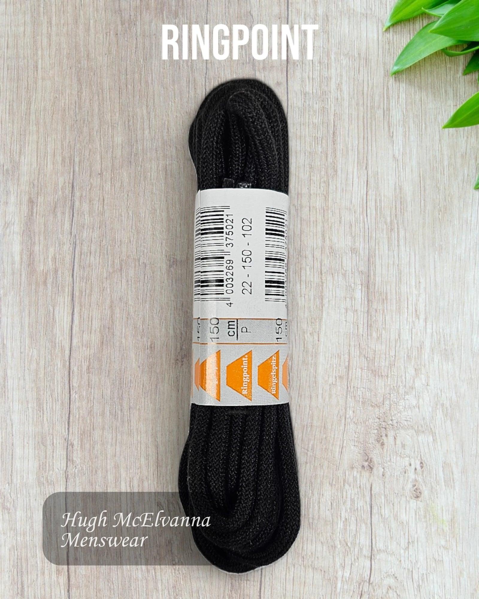 Ringpoint 150cm Black Boot Laces - Hugh McElvanna Menswear  - Hugh McElvanna Menswear 